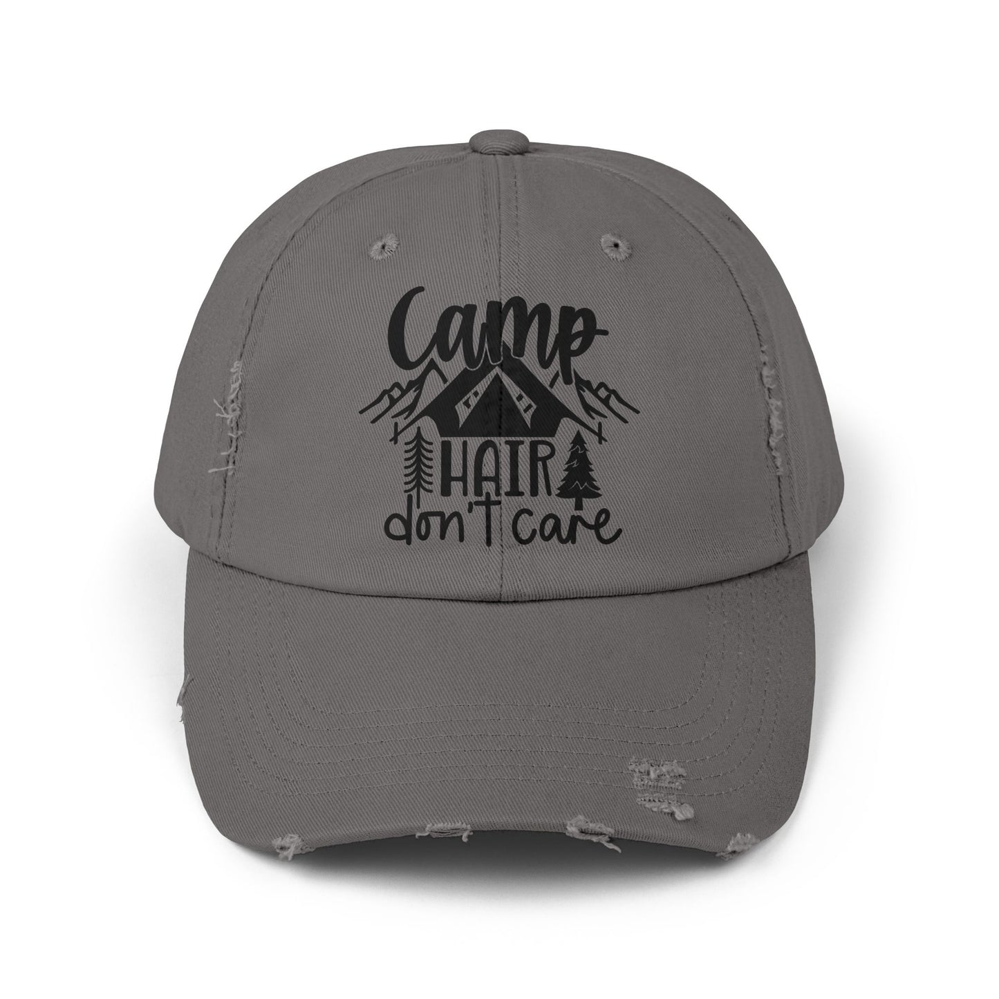 Unisex Distressed Cap - Camp Hair Don't Care Hat for Adventurers