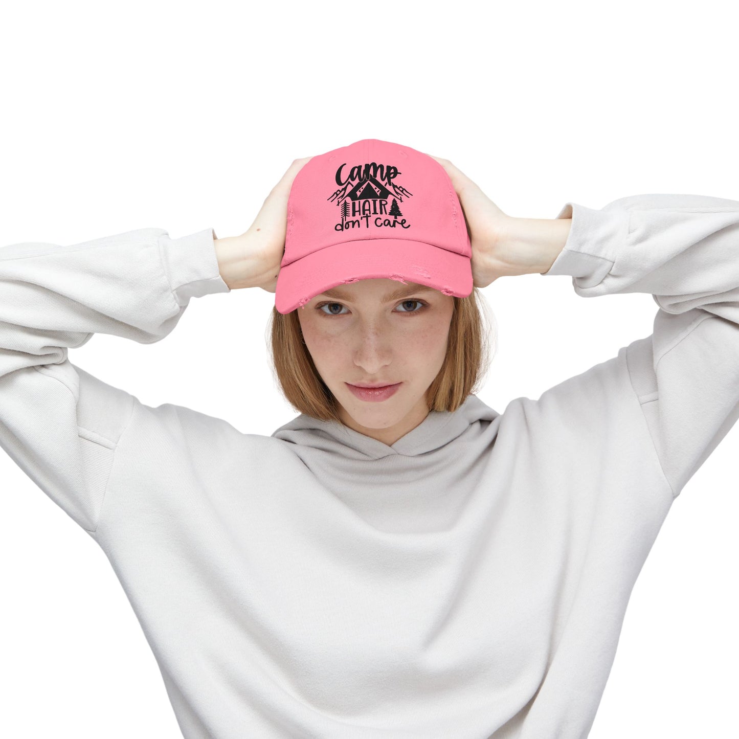 Unisex Distressed Cap - Camp Hair Don't Care Hat for Adventurers