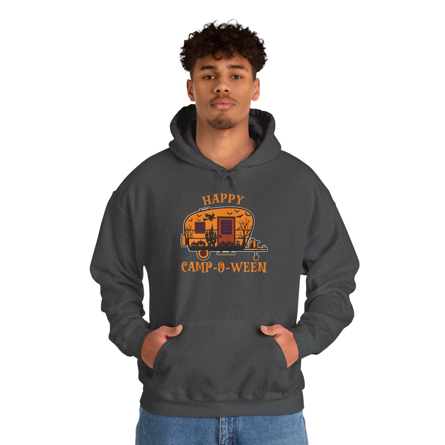 Happy Camp-O-Ween Unisex Hoodie – Cozy Halloween Sweatshirt for Camping Enthusiasts