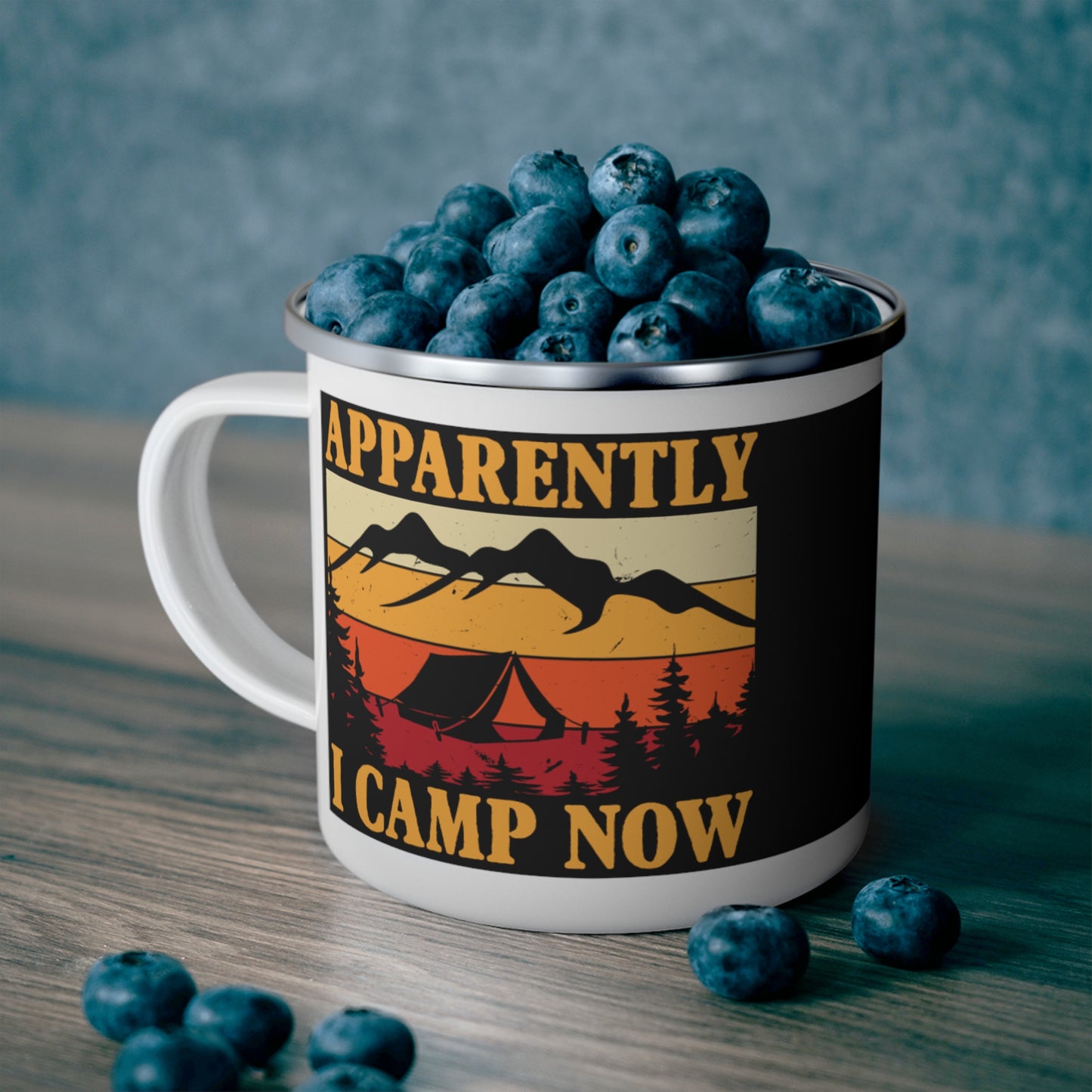 Retro Camping Enamel Mug - 'Apparently I Camp Now'