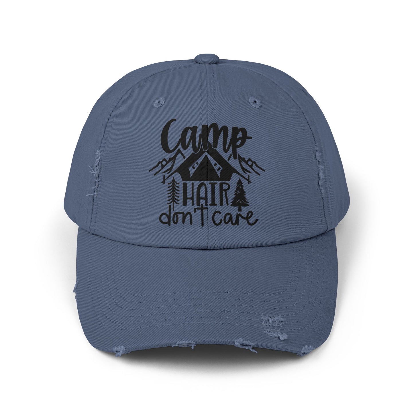 Unisex Distressed Cap - Camp Hair Don't Care Hat for Adventurers