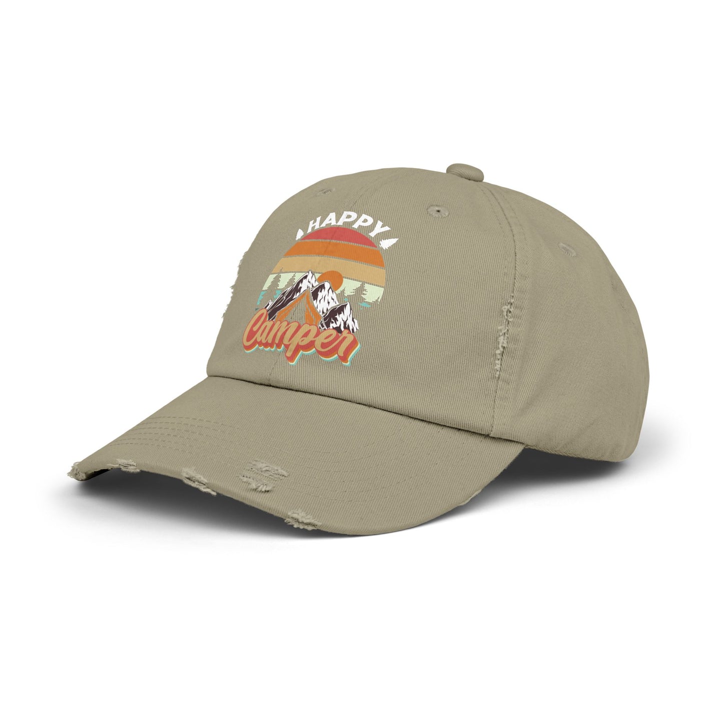Happy Camper Distressed Cap – Perfect for Outdoor Enthusiasts