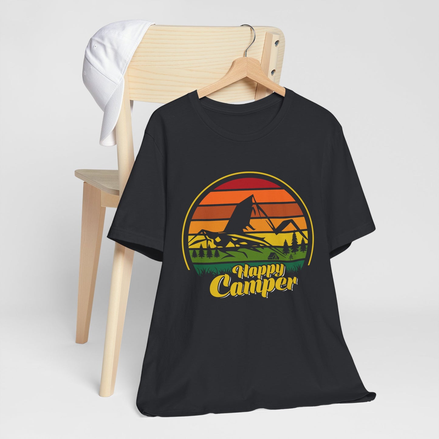 Happy Camper Unisex Jersey Tee - Perfect for Outdoor Adventures