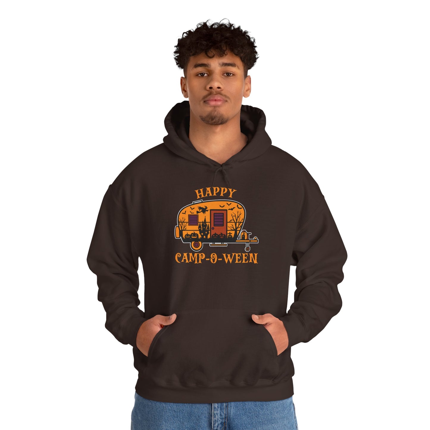Happy Camp-O-Ween Unisex Hoodie – Cozy Halloween Sweatshirt for Camping Enthusiasts