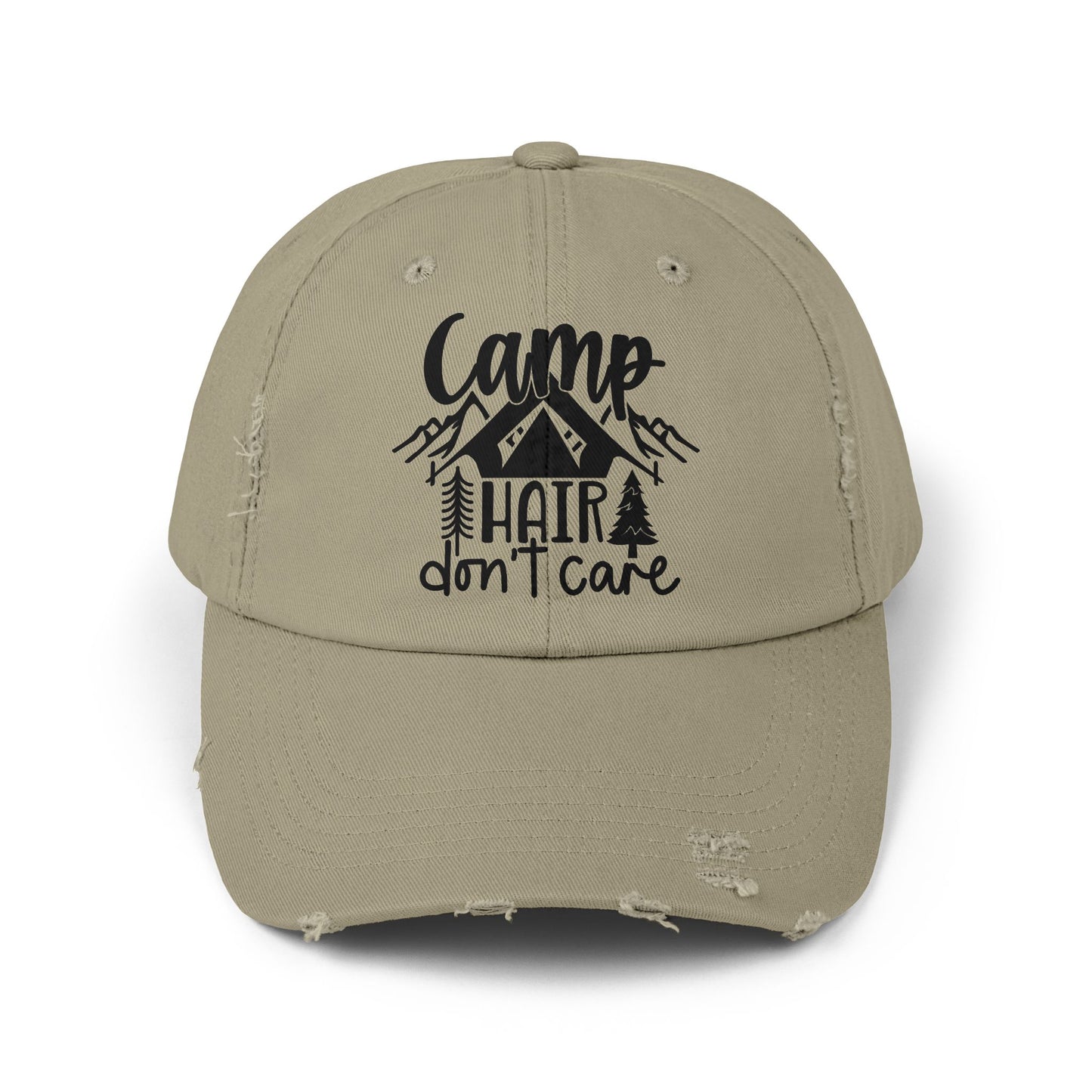 Unisex Distressed Cap - Camp Hair Don't Care Hat for Adventurers