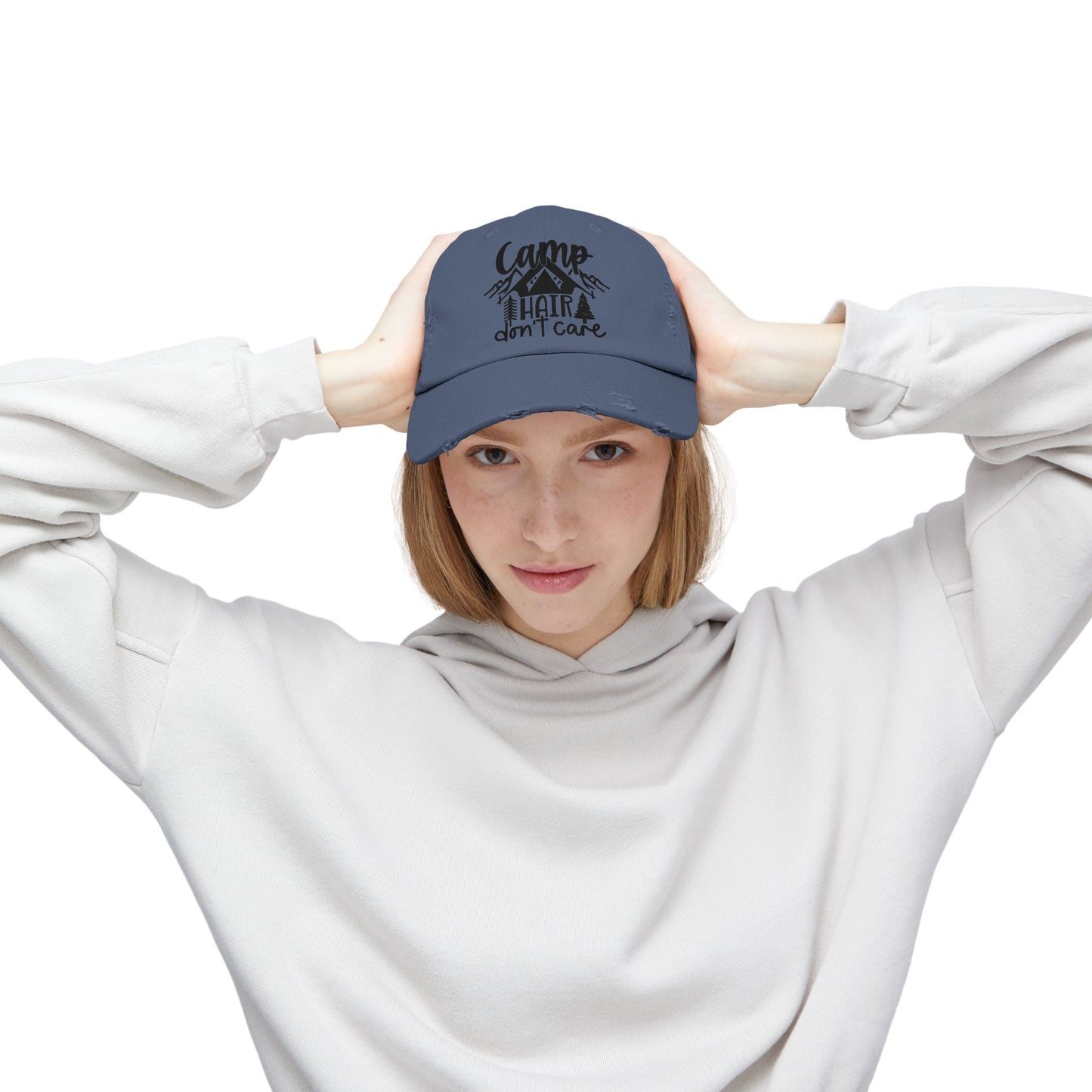 Unisex Distressed Cap - Camp Hair Don't Care Hat for Adventurers