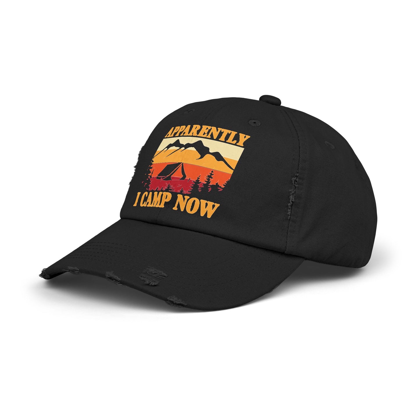Unisex Distressed Cap - Campfire Vibes Hat for Outdoor Enthusiasts