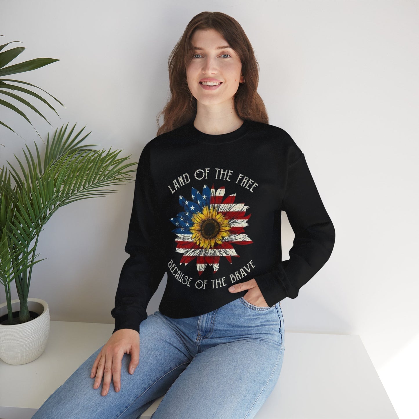 Land of the Free, Because of the Brave - Unisex Heavy Blend™ Crewneck Sweatshirt
