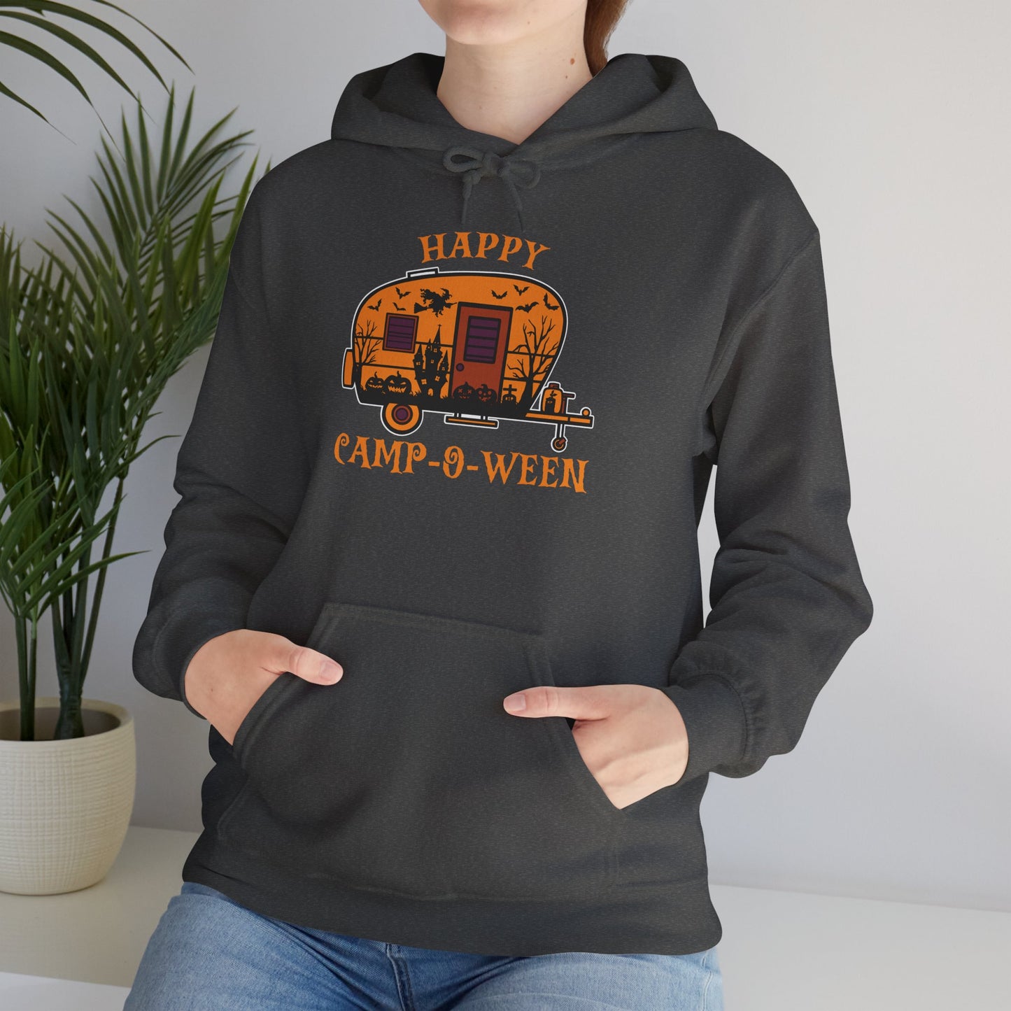 Happy Camp-O-Ween Unisex Hoodie – Cozy Halloween Sweatshirt for Camping Enthusiasts