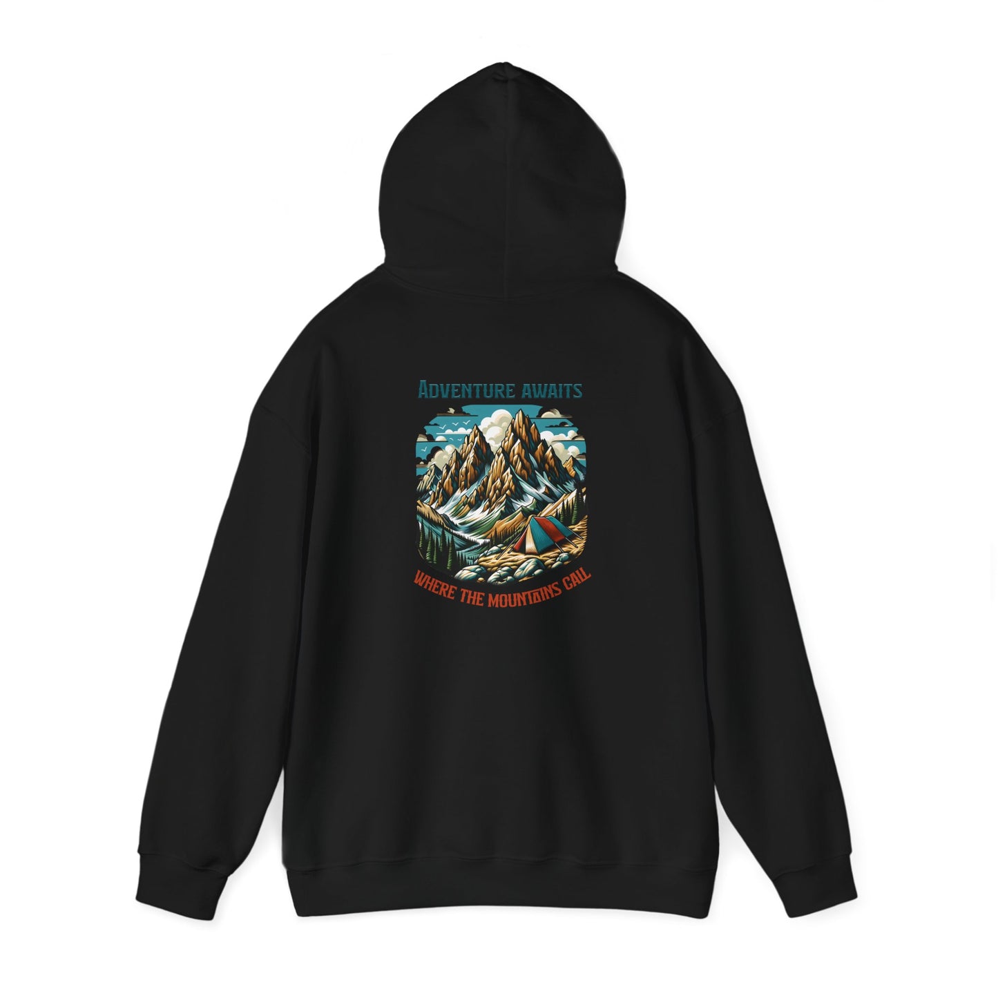 Adventure Awaits Hoodie - Unisex Heavy Blend™ Sweatshirt with Mountain Design
