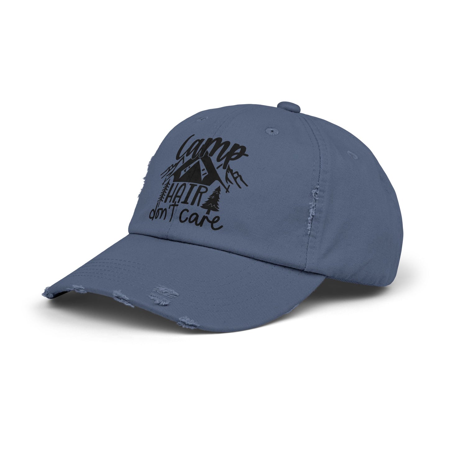 Unisex Distressed Cap - Camp Hair Don't Care Hat for Adventurers