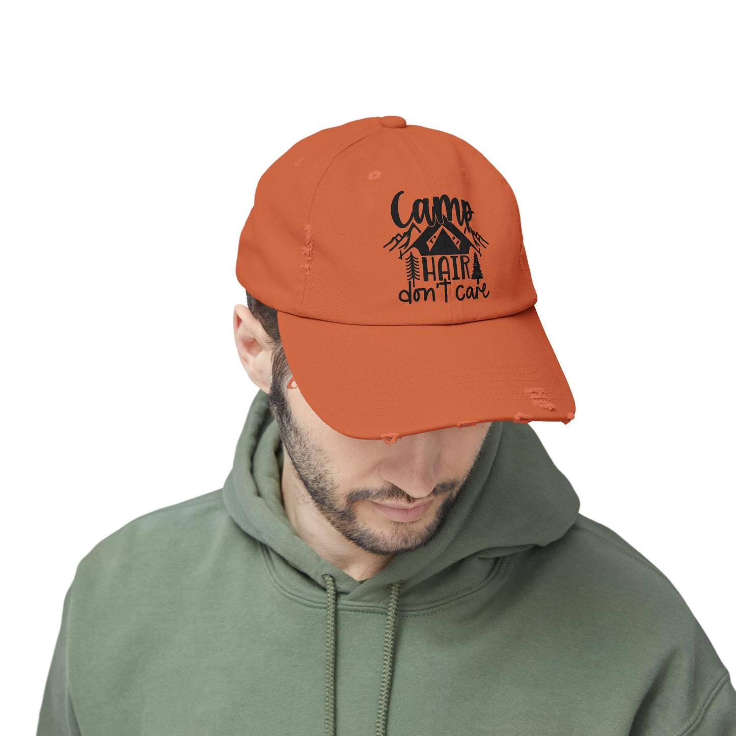 Unisex Distressed Cap - Camp Hair Don't Care Hat for Adventurers