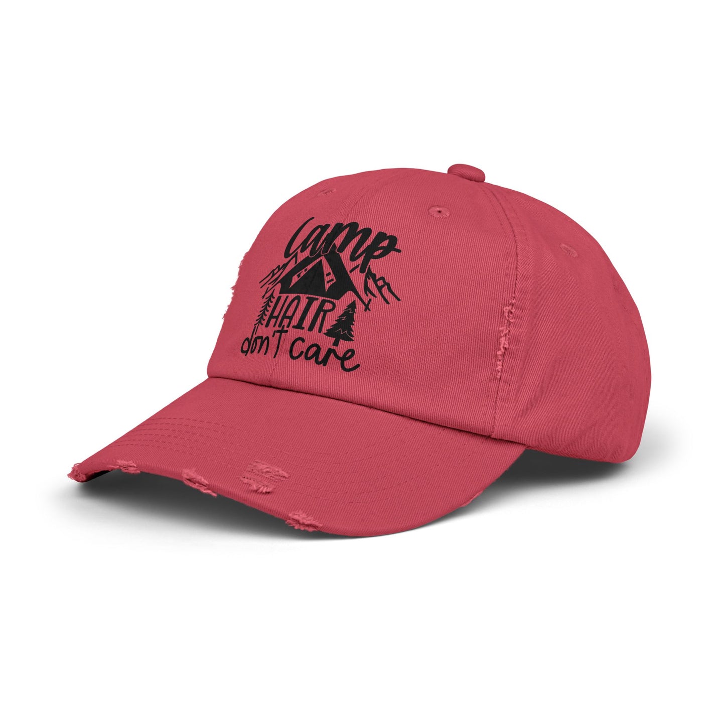 Unisex Distressed Cap - Camp Hair Don't Care Hat for Adventurers