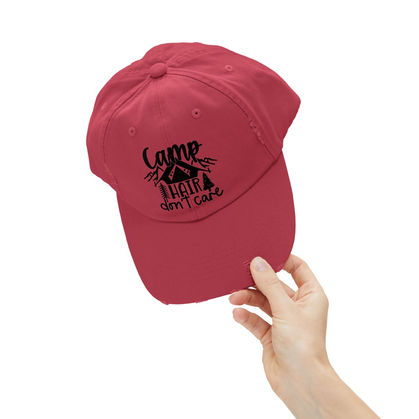 Unisex Distressed Cap - Camp Hair Don't Care Hat for Adventurers