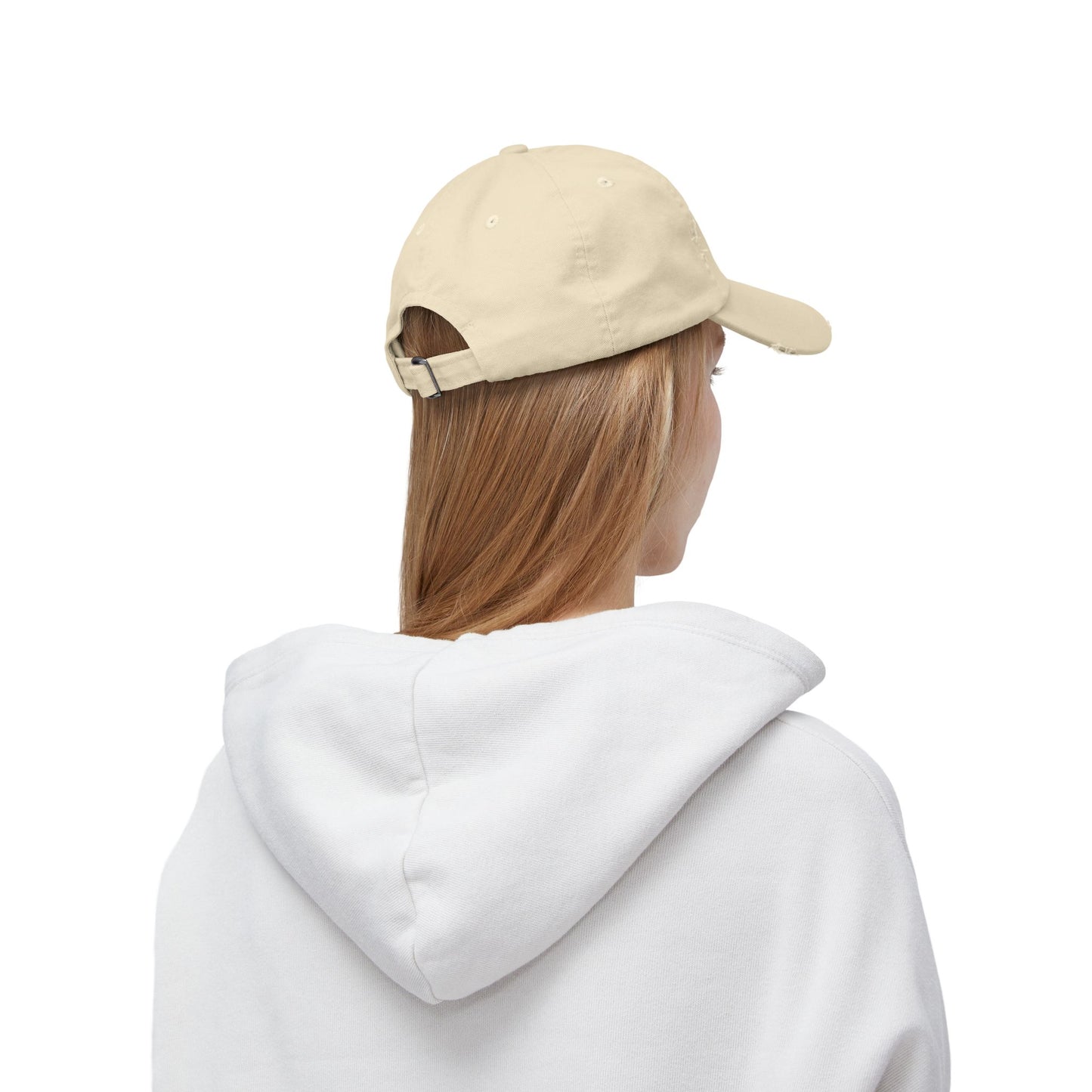 Unisex Distressed Cap - Peace Love Camping Graphic Hat