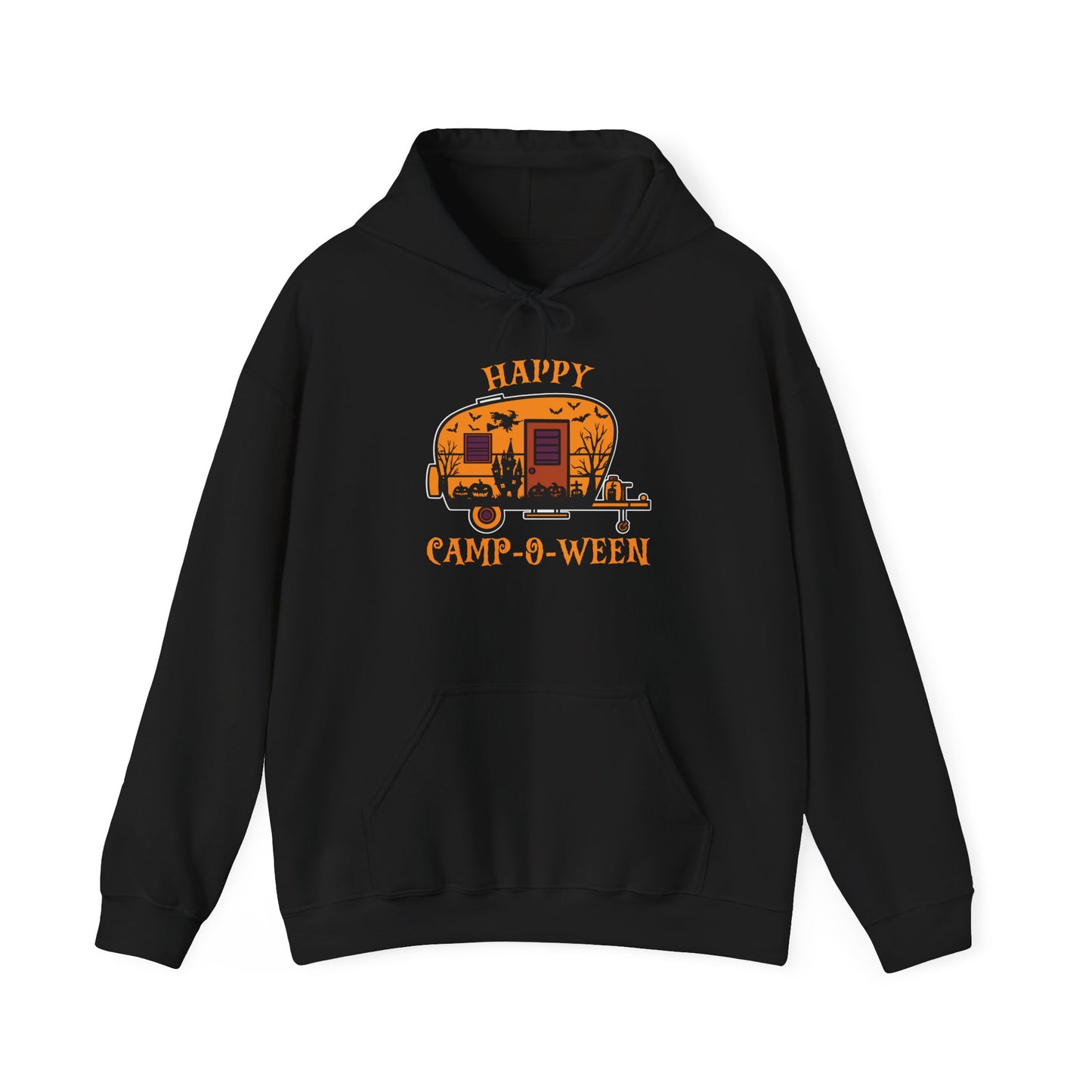 Happy Camp-O-Ween Unisex Hoodie – Cozy Halloween Sweatshirt for Camping Enthusiasts