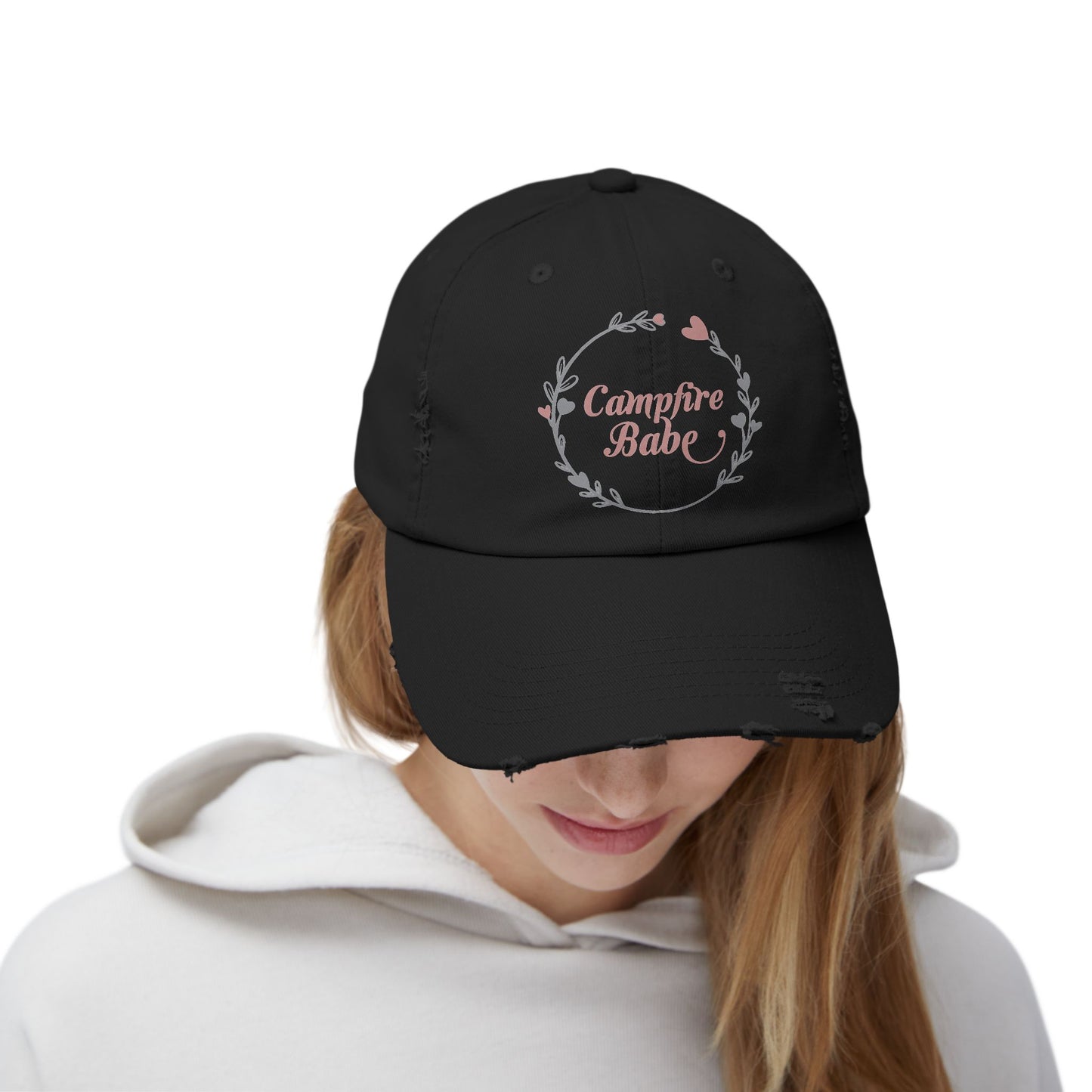 Campfire Babe Unisex Distressed Cap - Perfect for Outdoor Lovers