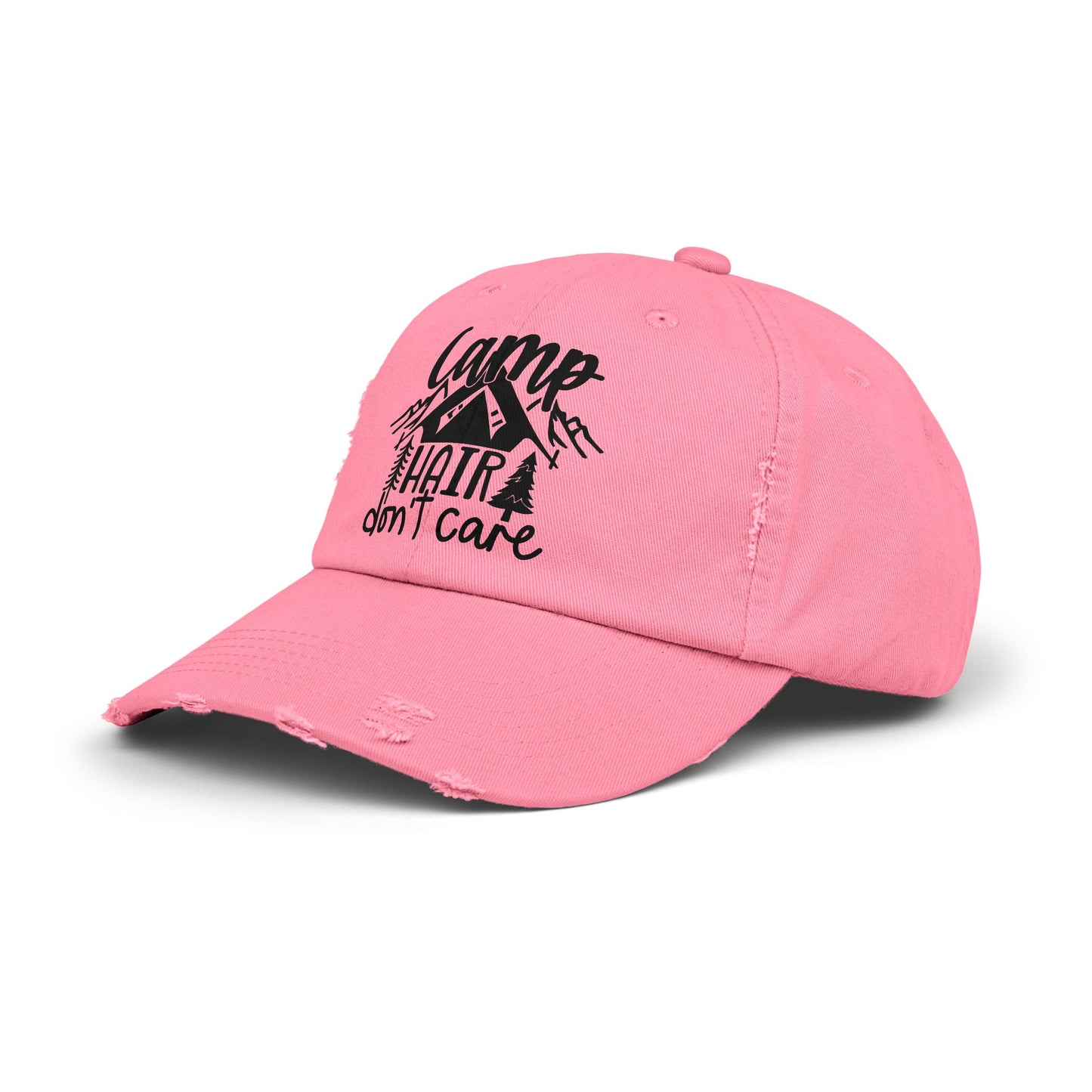 Unisex Distressed Cap - Camp Hair Don't Care Hat for Adventurers