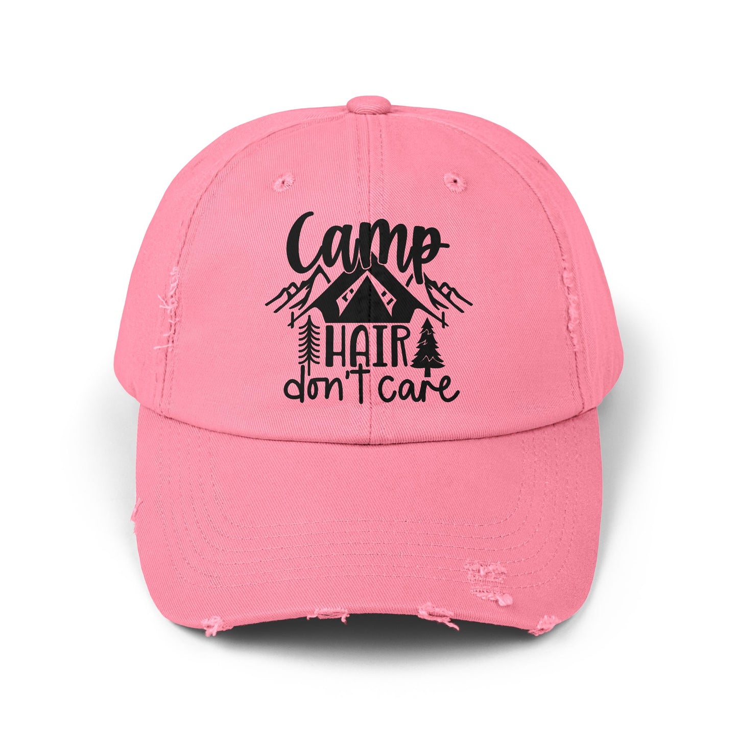 Unisex Distressed Cap - Camp Hair Don't Care Hat for Adventurers