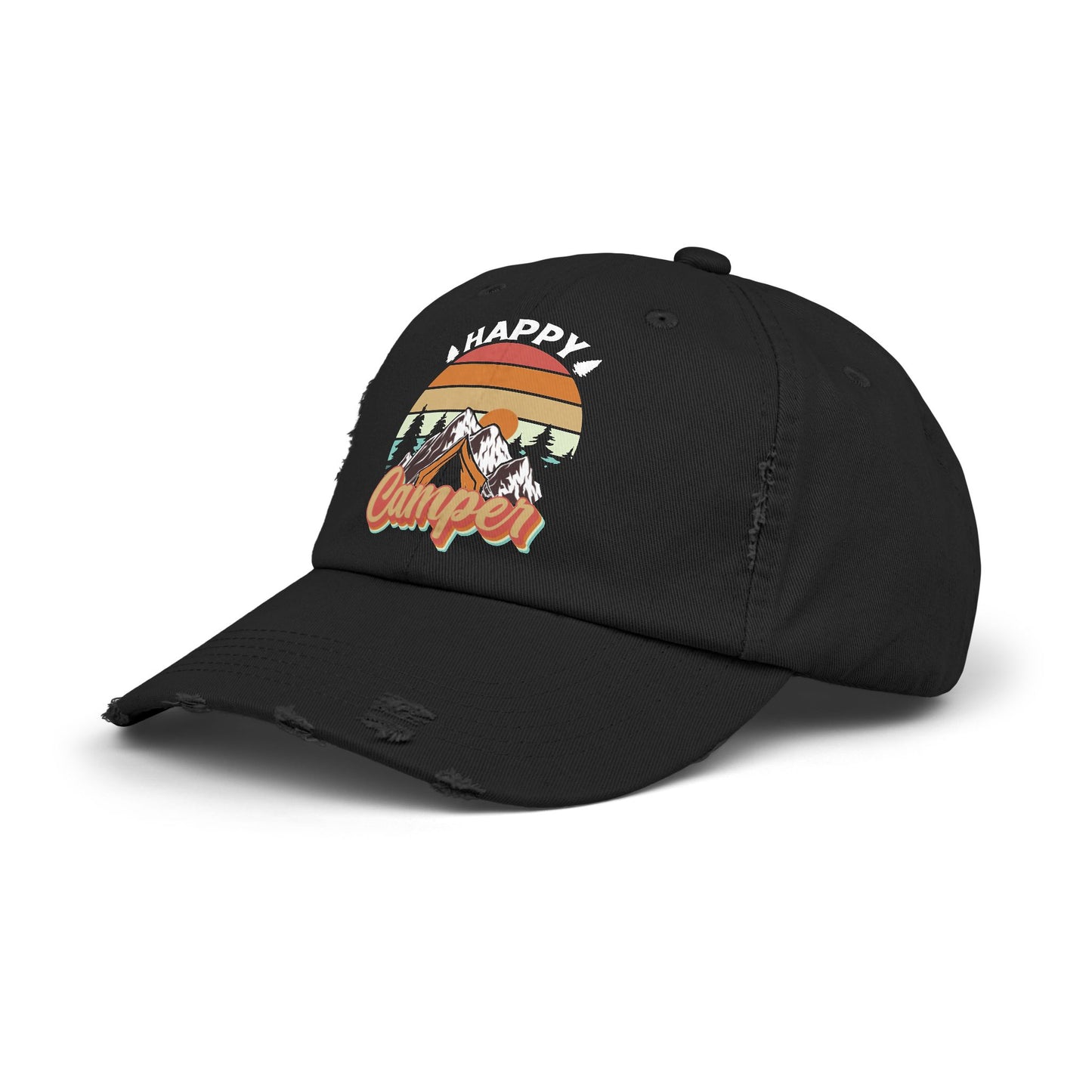Happy Camper Distressed Cap – Perfect for Outdoor Enthusiasts