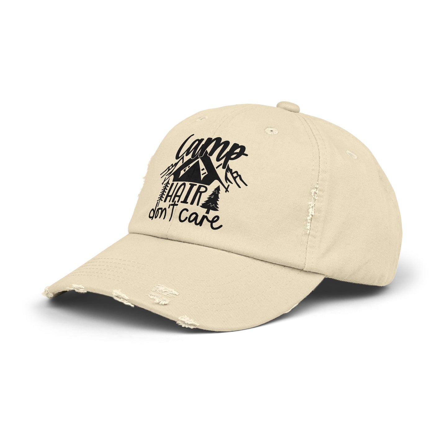 Unisex Distressed Cap - Camp Hair Don't Care Hat for Adventurers