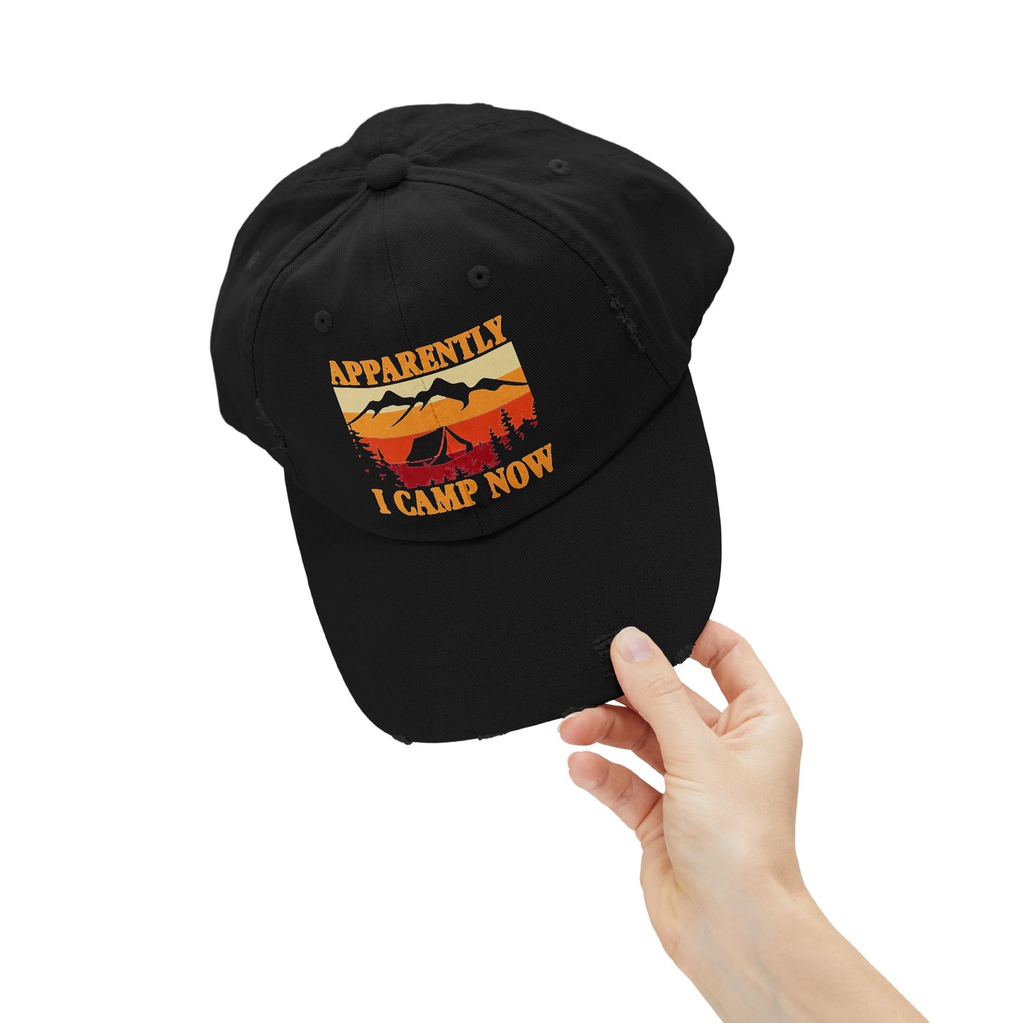 Unisex Distressed Cap - Campfire Vibes Hat for Outdoor Enthusiasts