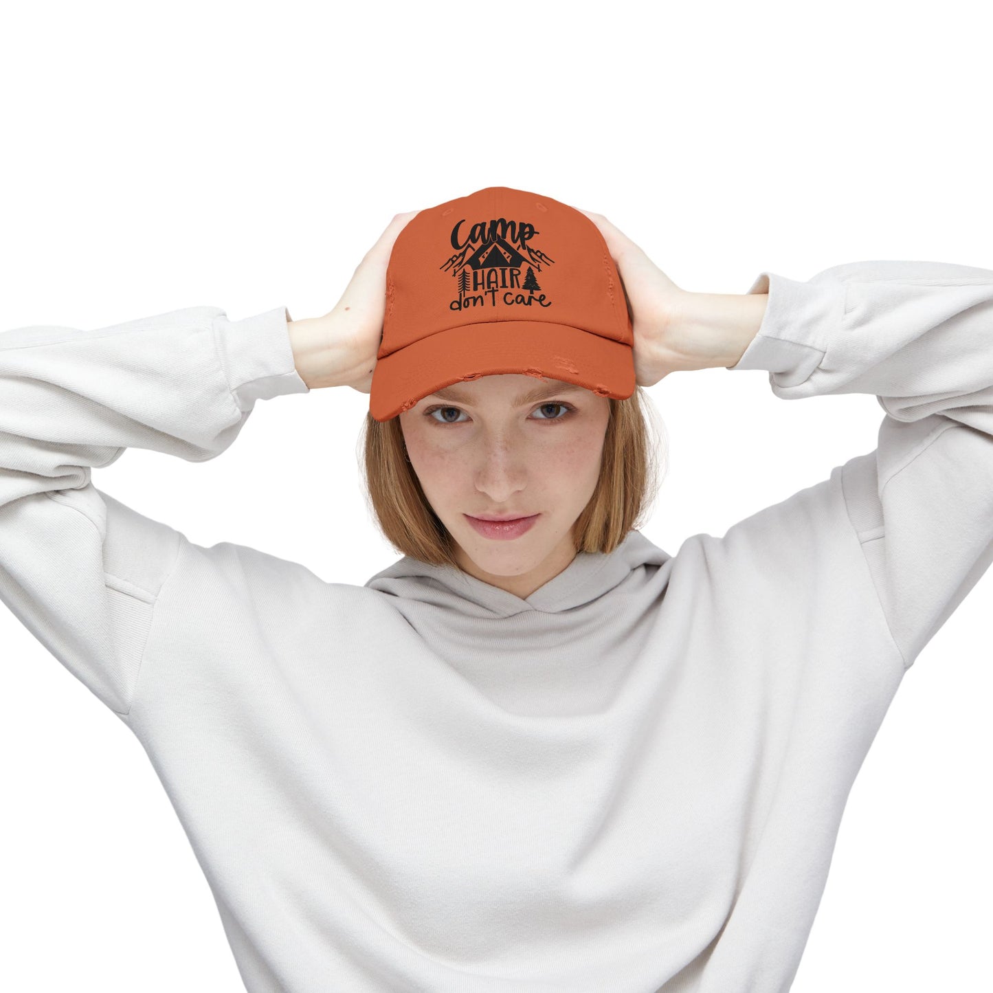 Unisex Distressed Cap - Camp Hair Don't Care Hat for Adventurers