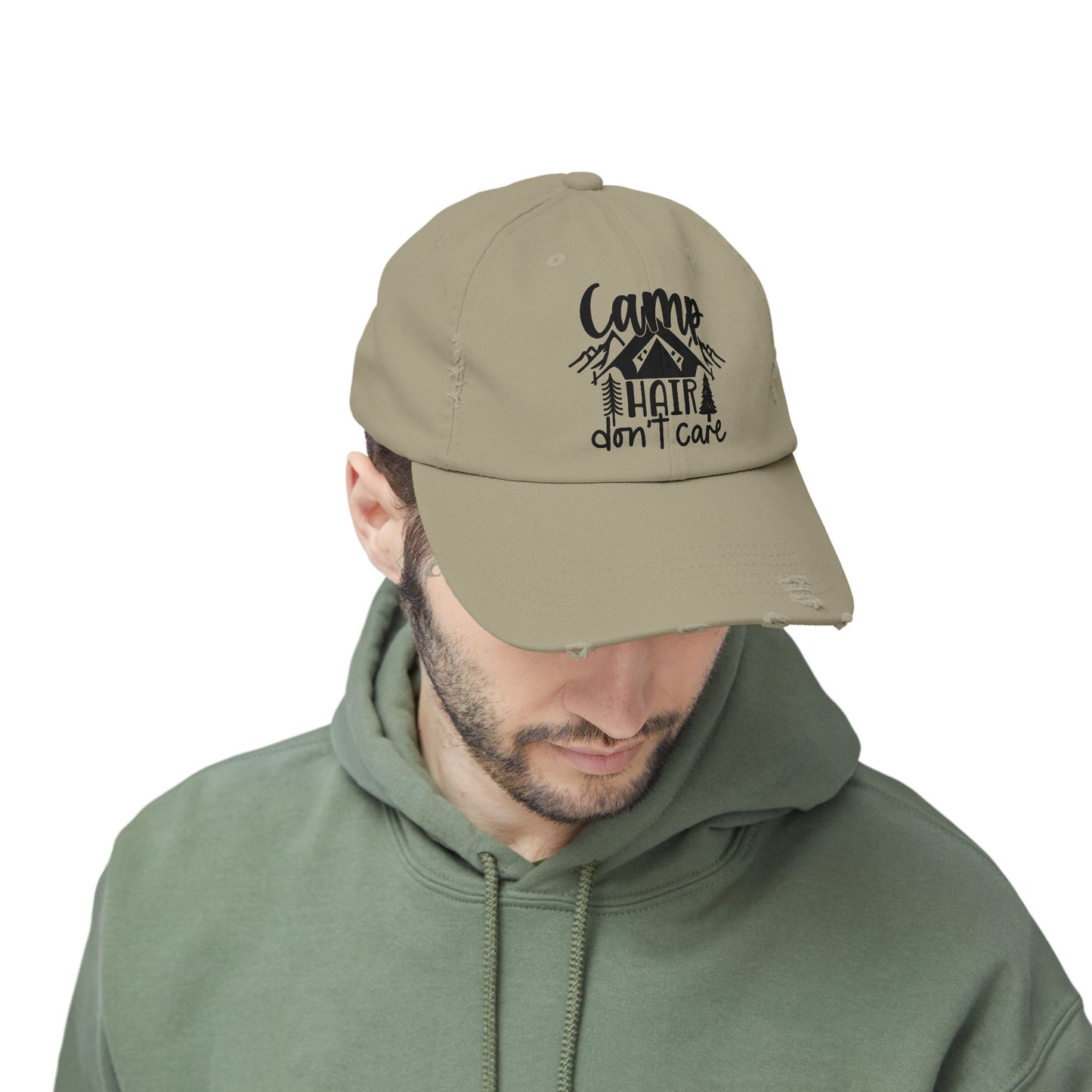 Unisex Distressed Cap - Camp Hair Don't Care Hat for Adventurers