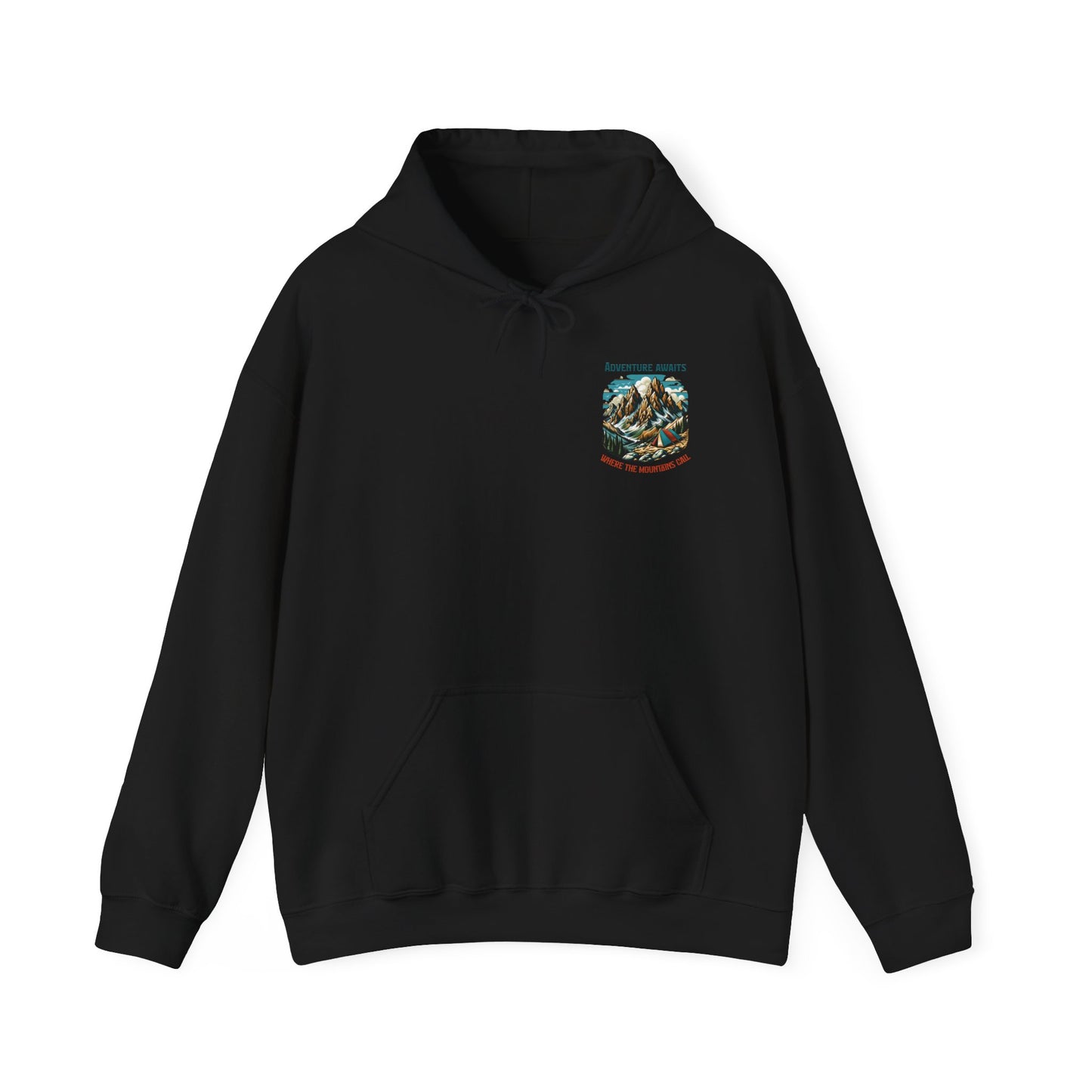 Adventure Awaits Hoodie - Unisex Heavy Blend™ Sweatshirt with Mountain Design
