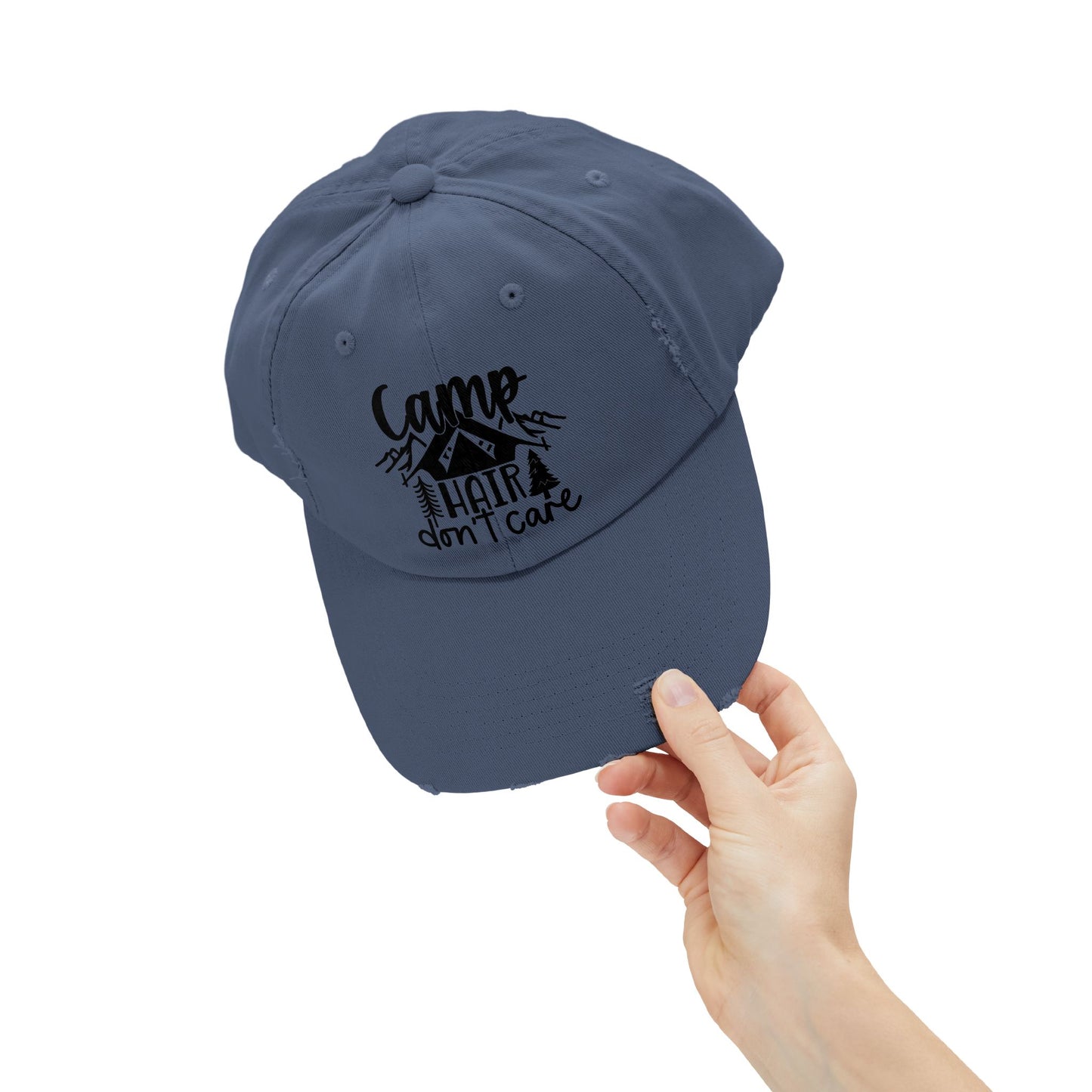 Unisex Distressed Cap - Camp Hair Don't Care Hat for Adventurers