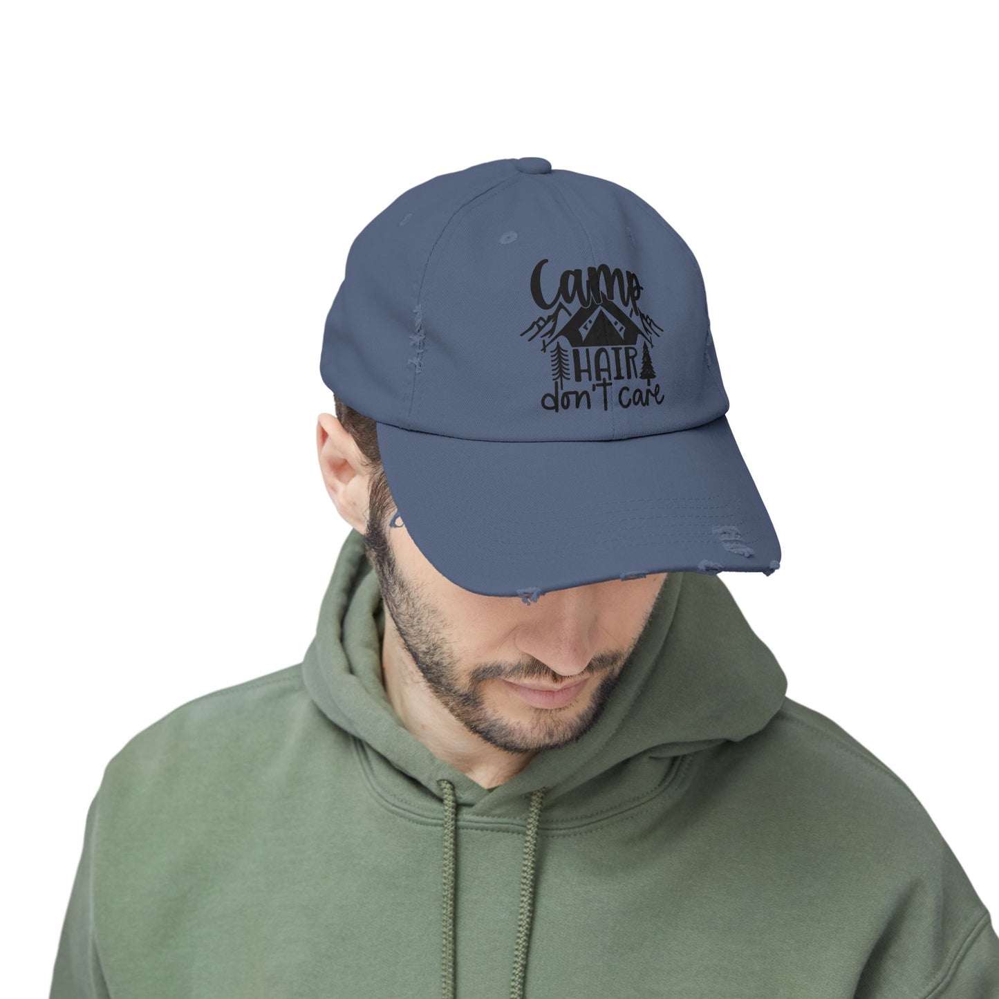 Unisex Distressed Cap - Camp Hair Don't Care Hat for Adventurers