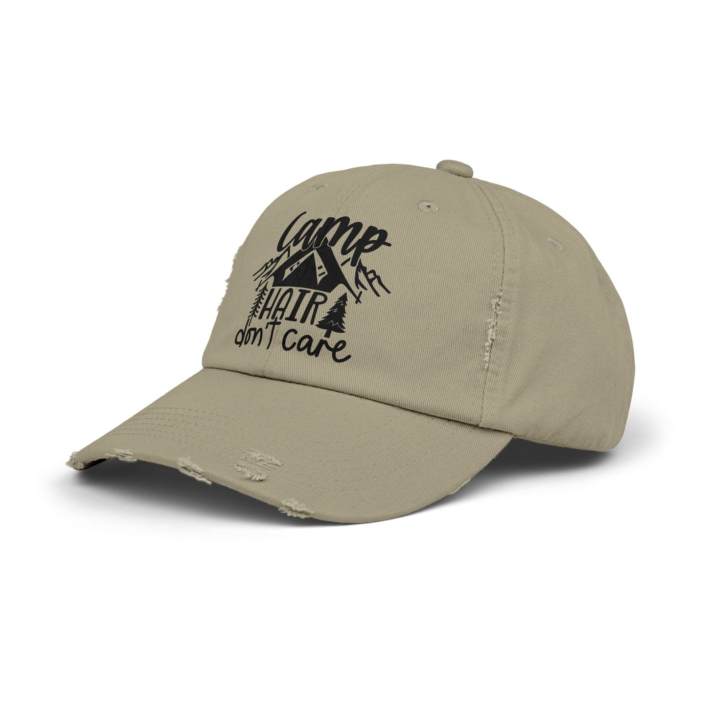 Unisex Distressed Cap - Camp Hair Don't Care Hat for Adventurers