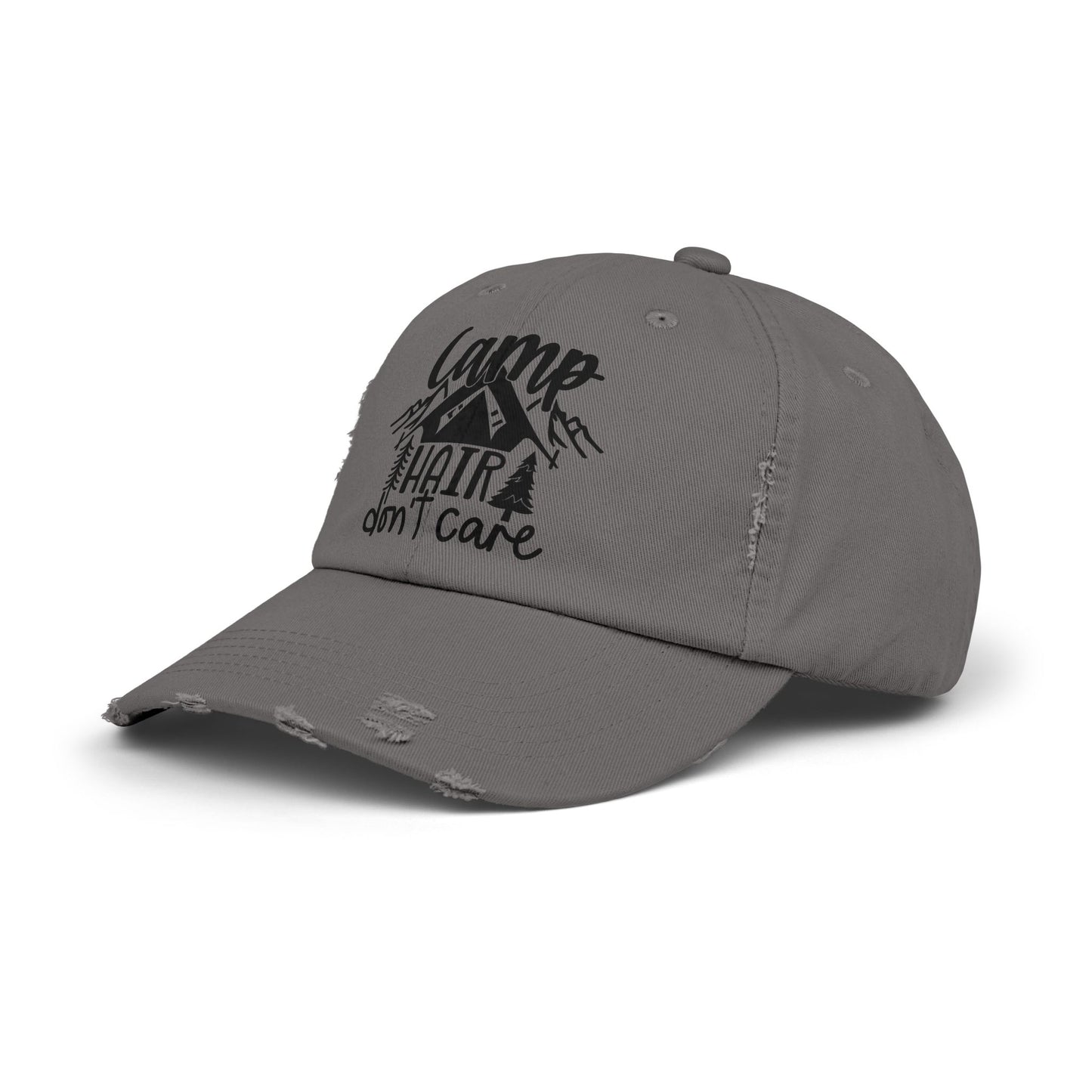 Unisex Distressed Cap - Camp Hair Don't Care Hat for Adventurers