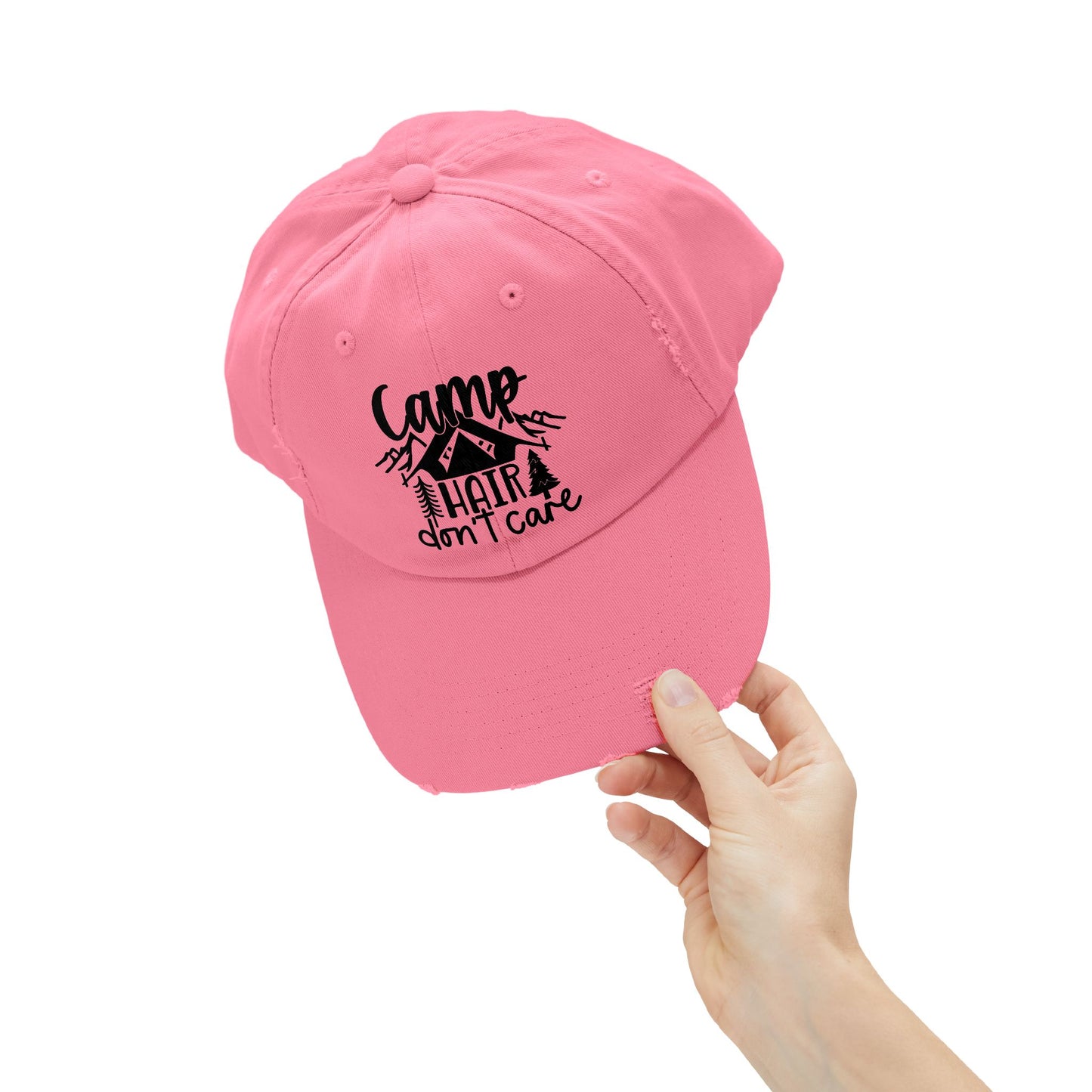 Unisex Distressed Cap - Camp Hair Don't Care Hat for Adventurers