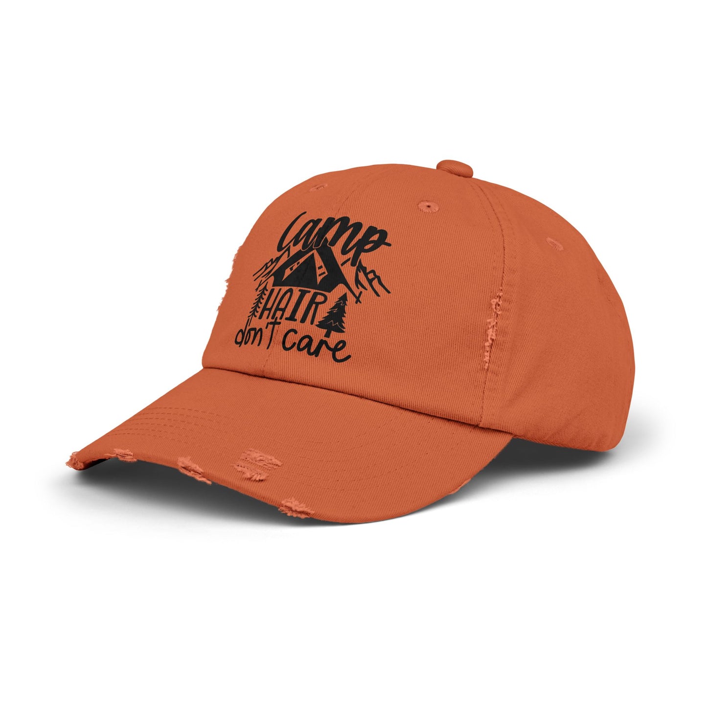 Unisex Distressed Cap - Camp Hair Don't Care Hat for Adventurers