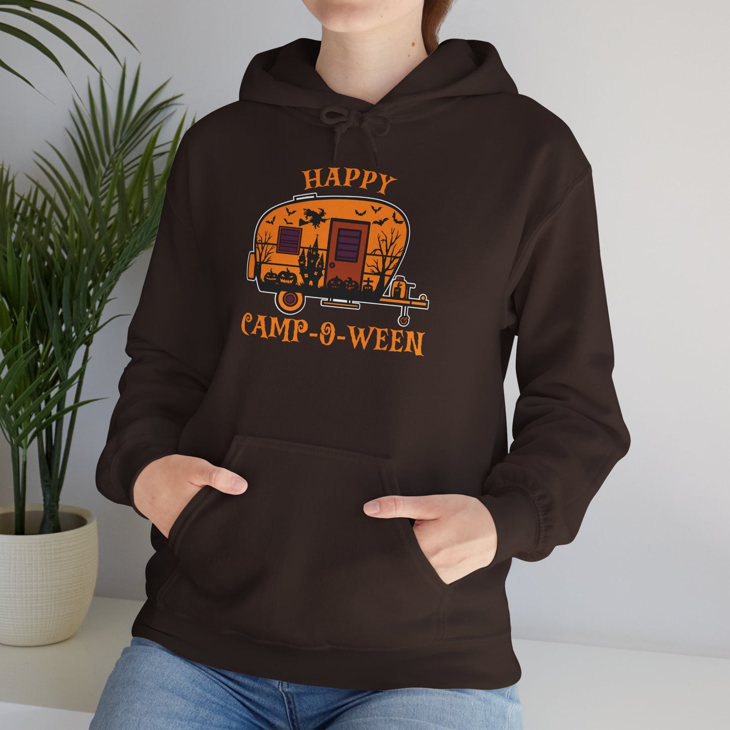 Happy Camp-O-Ween Unisex Hoodie – Cozy Halloween Sweatshirt for Camping Enthusiasts