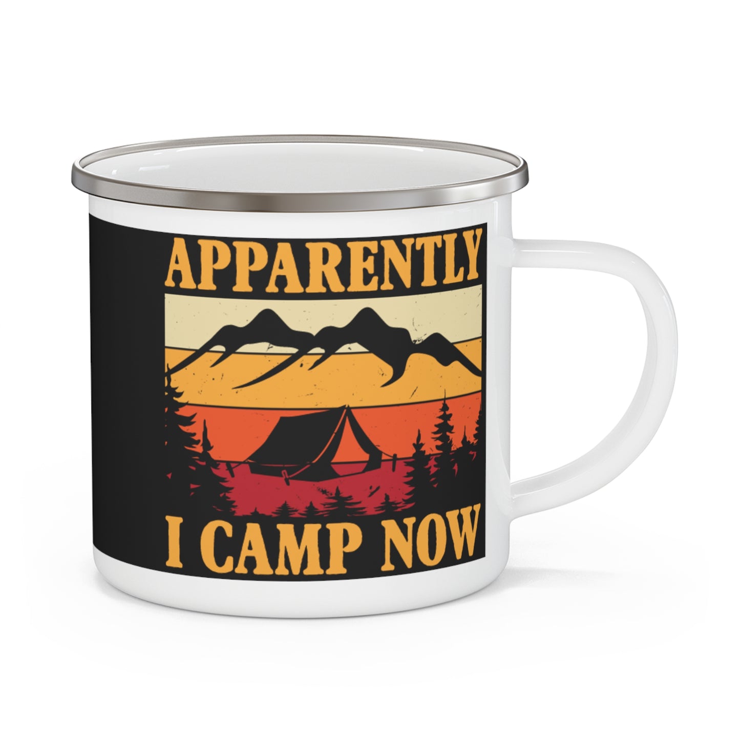 Retro Camping Enamel Mug - 'Apparently I Camp Now'