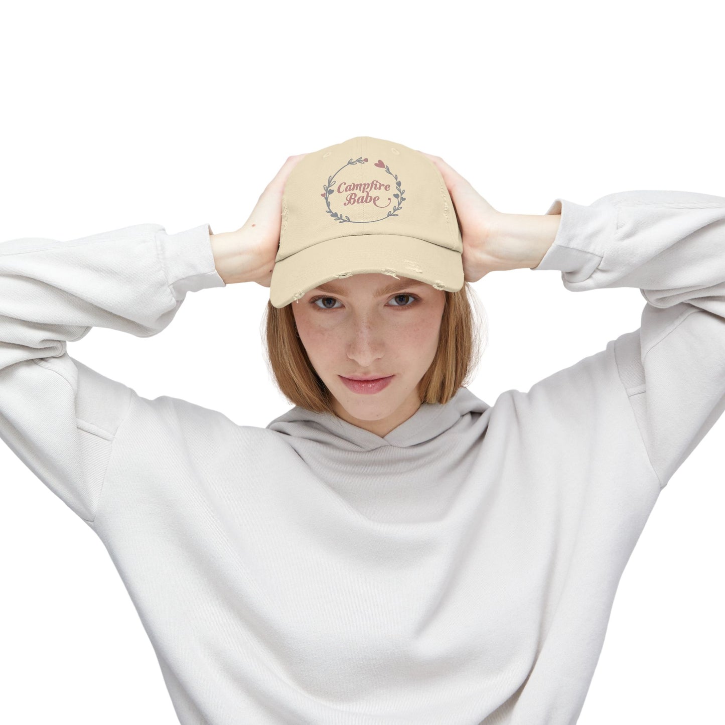 Campfire Babe Unisex Distressed Cap - Perfect for Outdoor Lovers