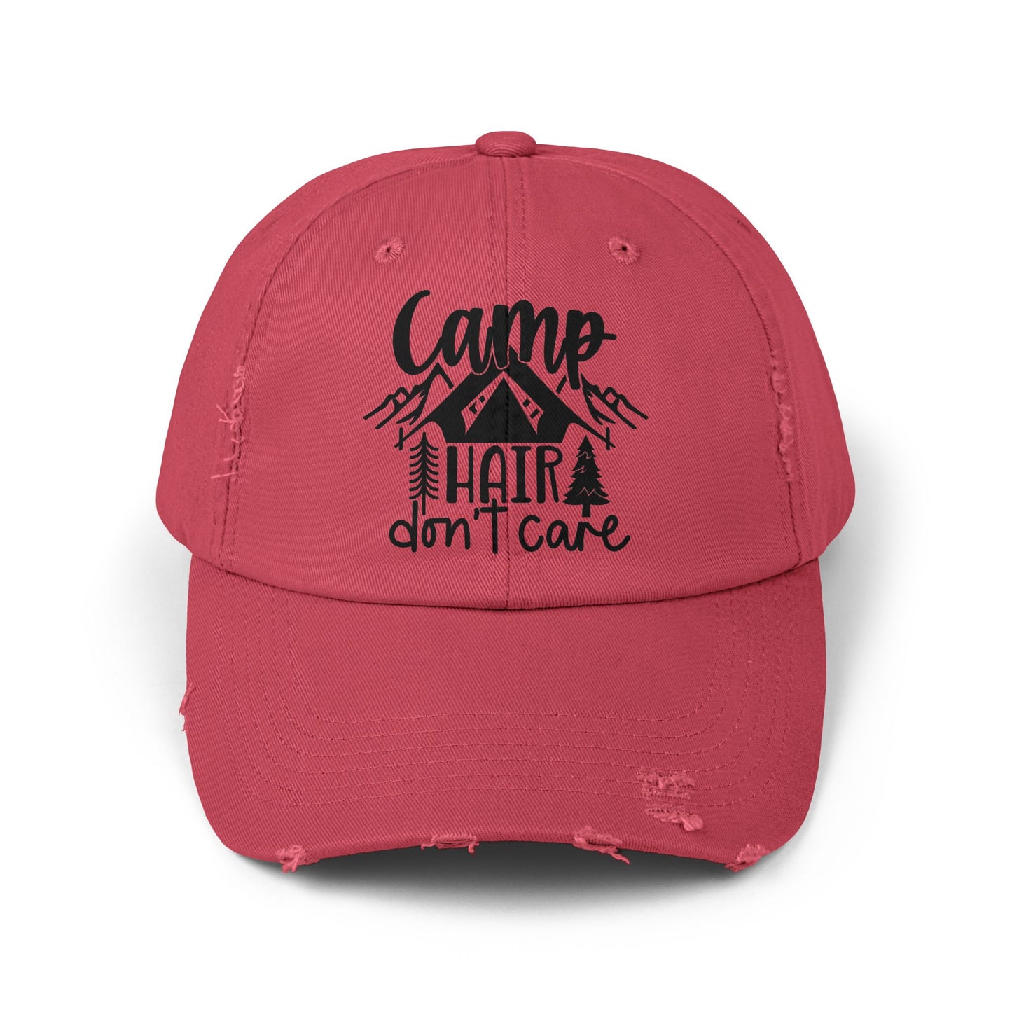 Unisex Distressed Cap - Camp Hair Don't Care Hat for Adventurers
