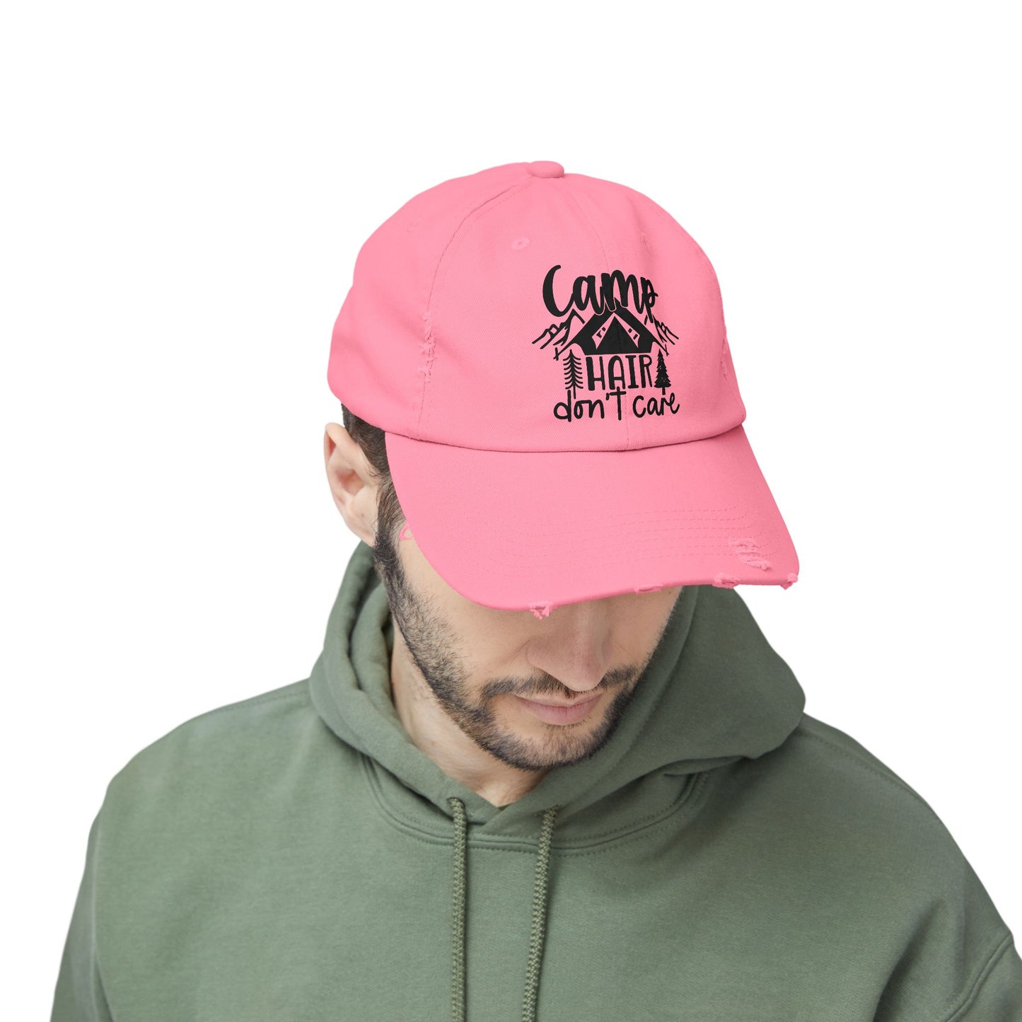 Unisex Distressed Cap - Camp Hair Don't Care Hat for Adventurers