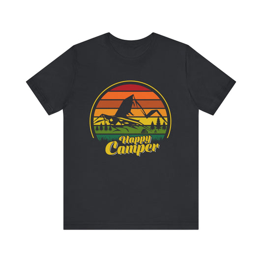 Happy Camper Unisex Jersey Tee - Perfect for Outdoor Adventures