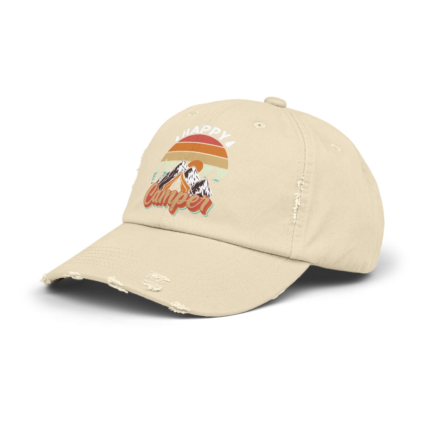 Happy Camper Distressed Cap – Perfect for Outdoor Enthusiasts