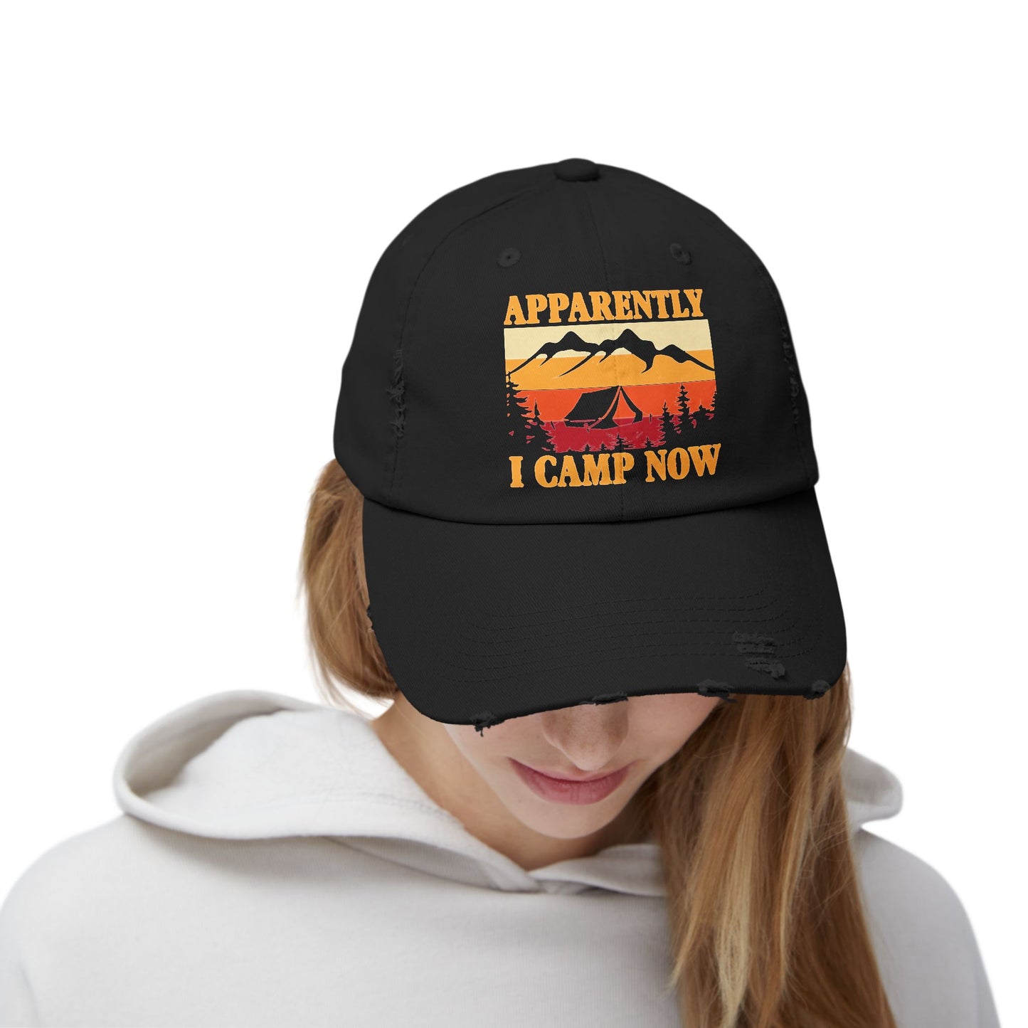 Unisex Distressed Cap - Campfire Vibes Hat for Outdoor Enthusiasts