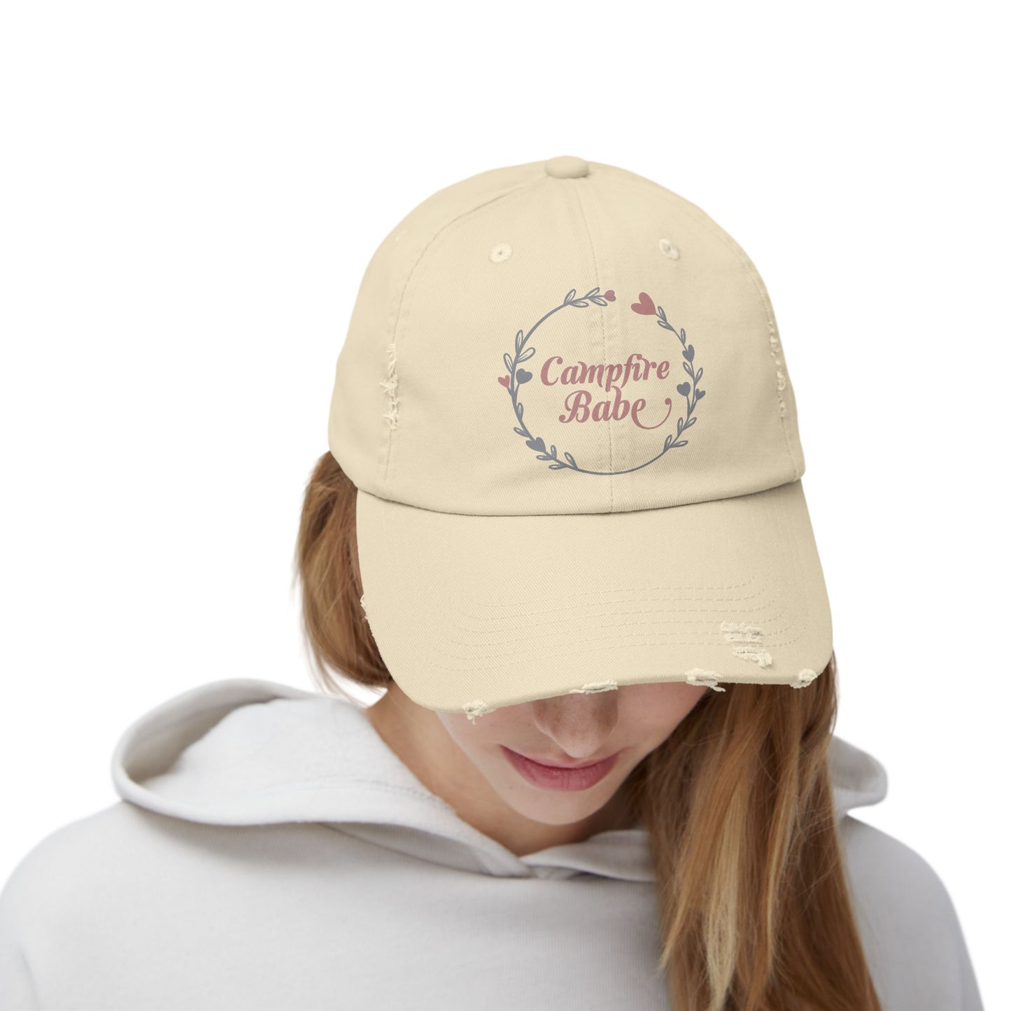 Campfire Babe Unisex Distressed Cap - Perfect for Outdoor Lovers