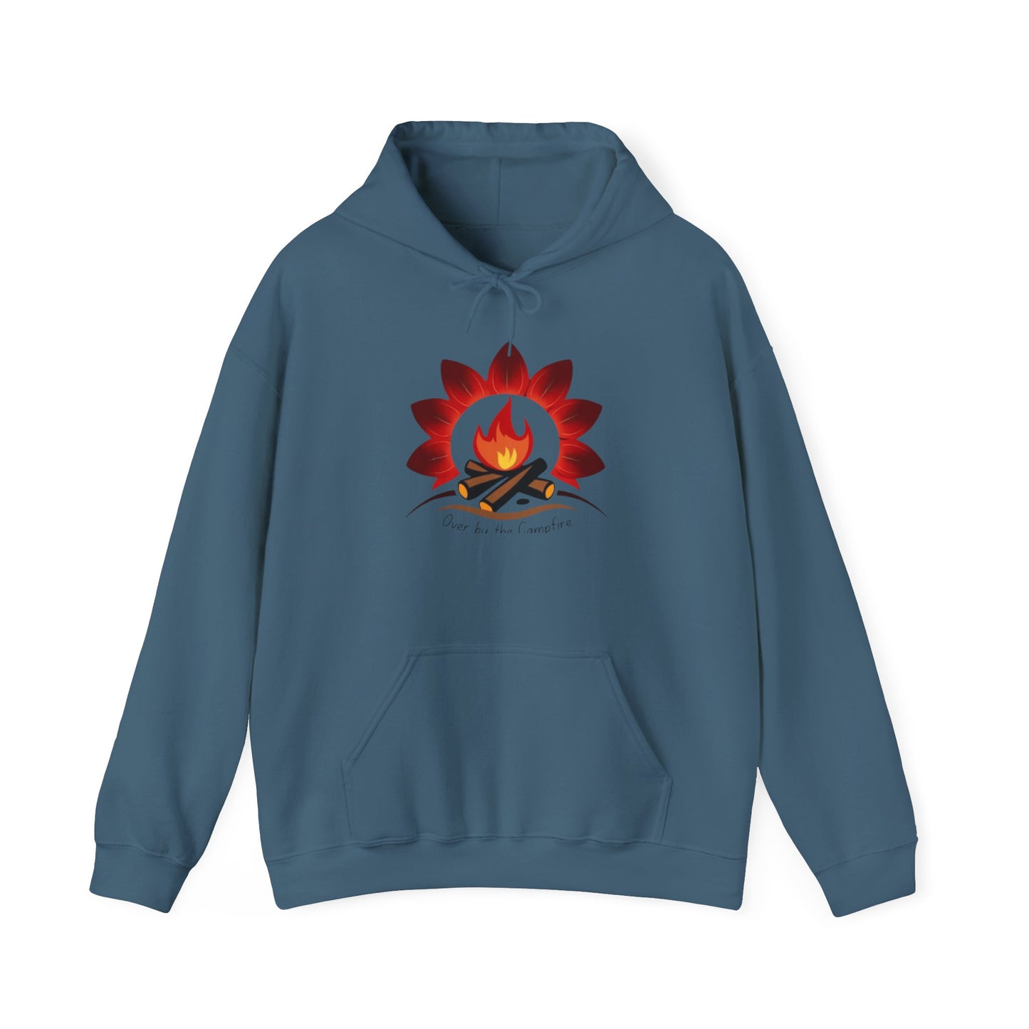 Over by the Campfire- Cozy Unisex Heavy Blend™ Hooded Sweatshirt with Festive Graphic