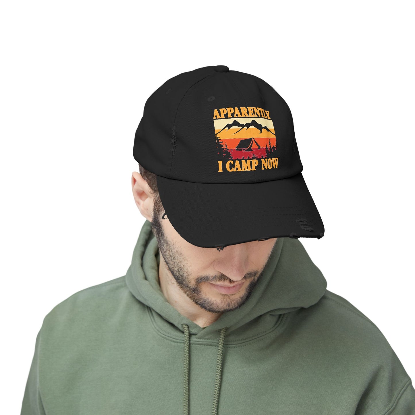 Unisex Distressed Cap - Campfire Vibes Hat for Outdoor Enthusiasts