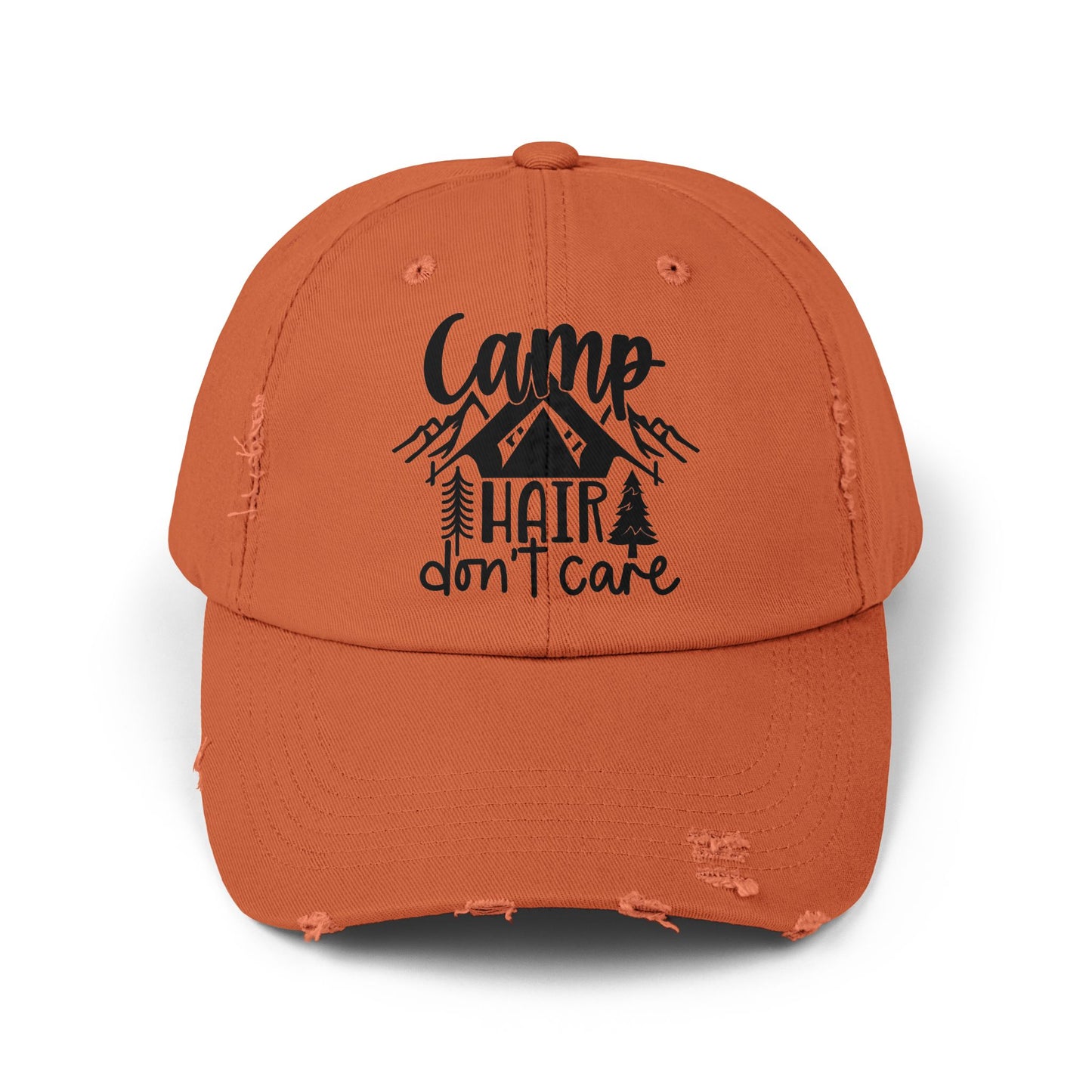 Unisex Distressed Cap - Camp Hair Don't Care Hat for Adventurers