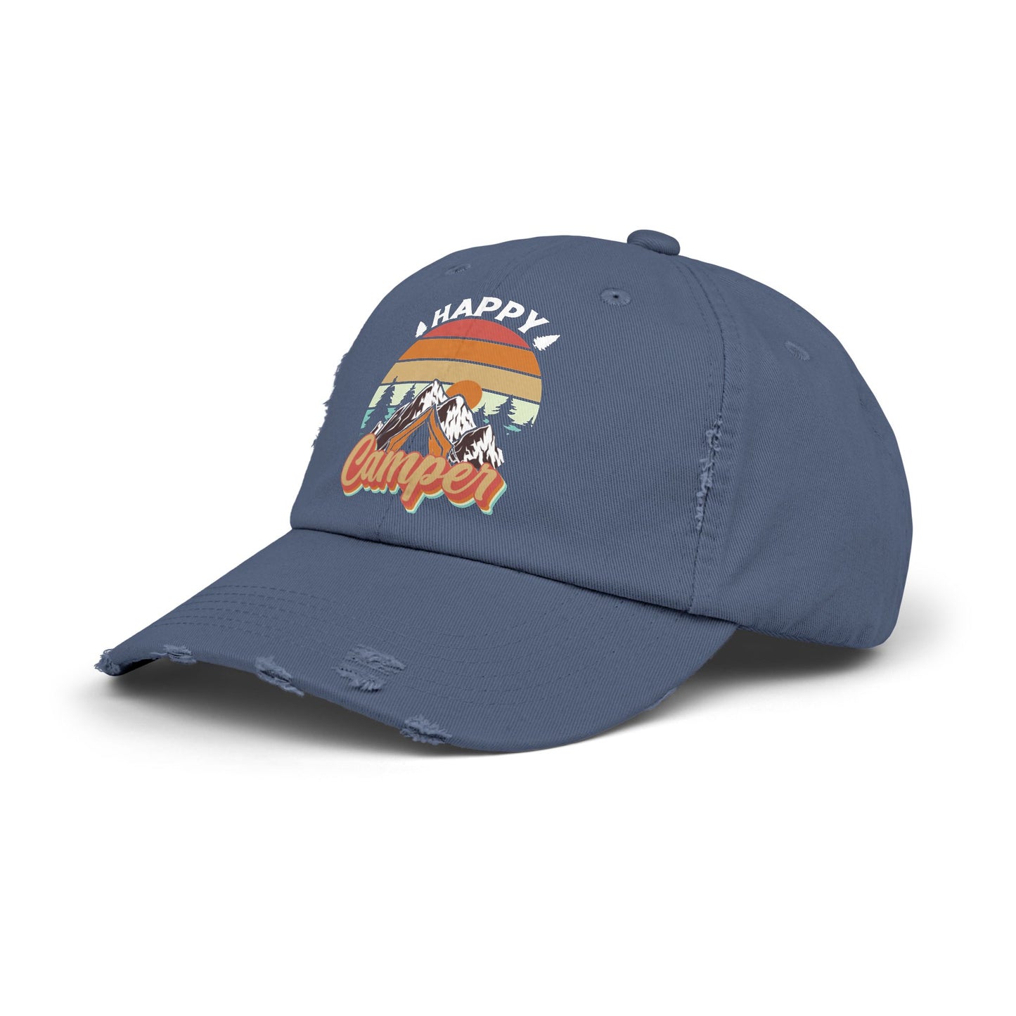 Happy Camper Distressed Cap – Perfect for Outdoor Enthusiasts