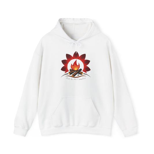 Over by the Campfire- Cozy Unisex Heavy Blend™ Hooded Sweatshirt with Festive Graphic